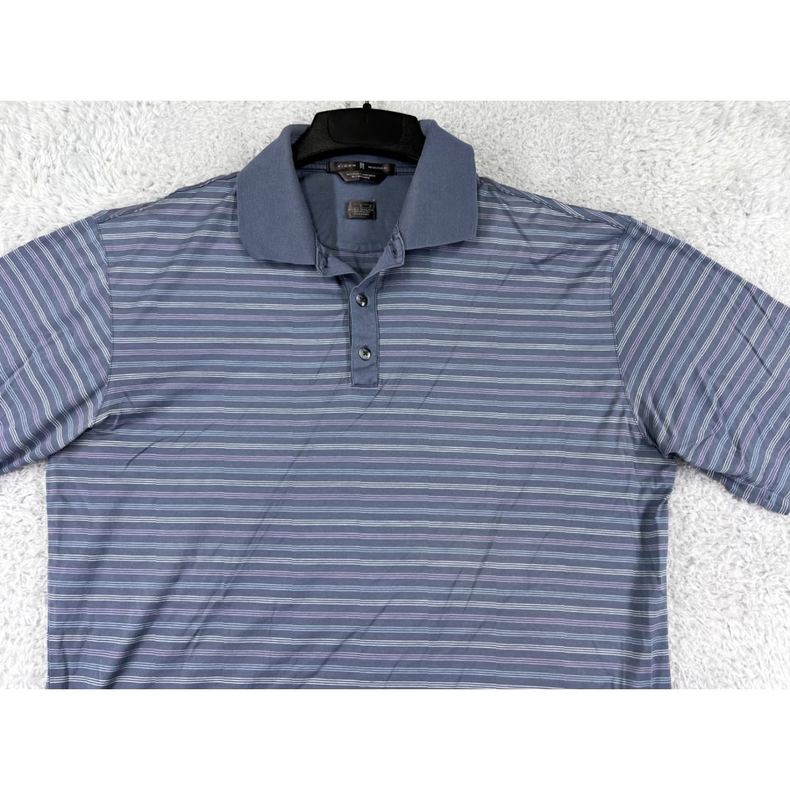 Nike Nike Tiger Woods Nike Dri-Fit Shirt Polo for Men Large Blue Striped 100% Cotton Golf / Casual Workwear Size US L / EU 52-54 / 3 - 5 Thumbnail