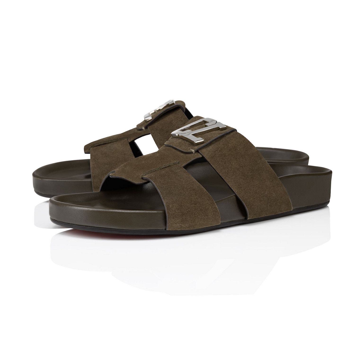 Christian Louboutin o1s1wg110924 Dhabubizz Flat Leather Sandale in Brown Size US 8 / EU 41 - 1 Thumbnail