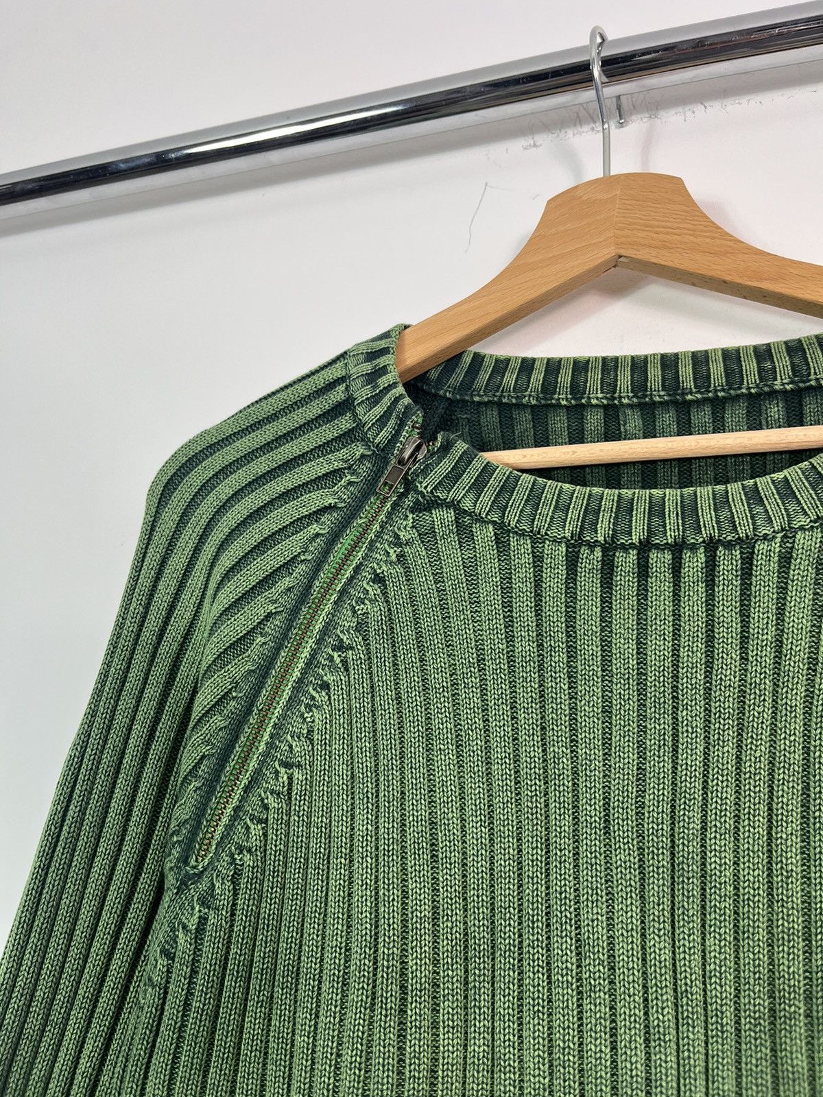 Japanese Brand Crazy Y2K Vintage Green Knit Washed Faded Opium Trans Techno Size US M / EU 48-50 / 2 - 7 Thumbnail