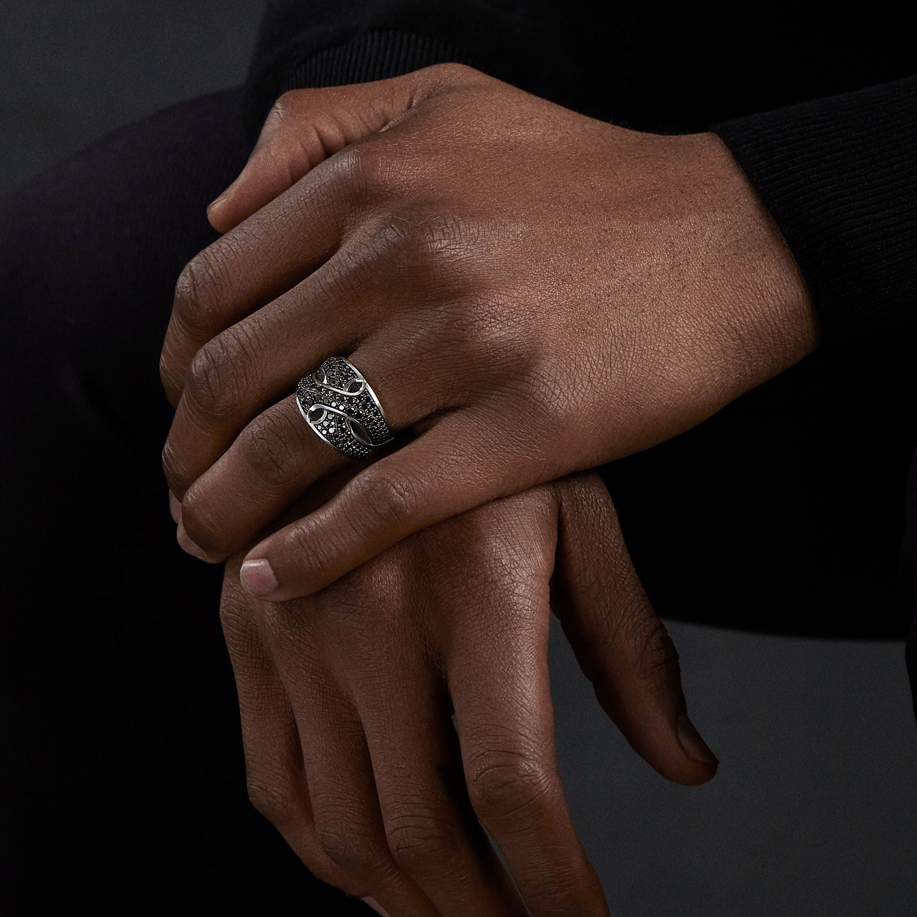 David Yurman o1w1db10325 Size:OS/ Armory Cigar Band Ring in Silver/Black Size ONE SIZE - 4 Thumbnail