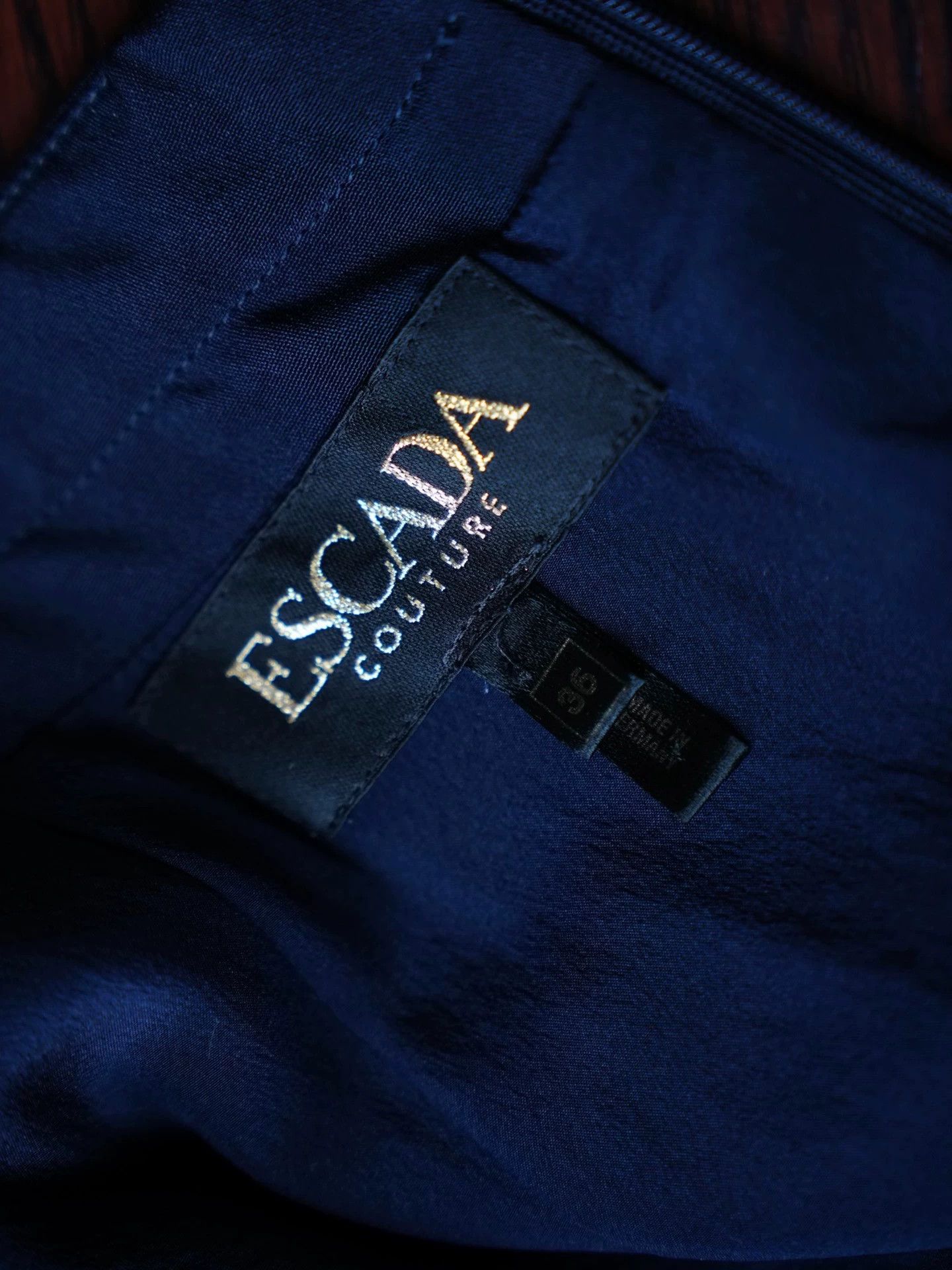 Escada ESCADA Couture Navy Blue Mulberry Silk Evening Gown 36 Size XS / US 0-2 / IT 36-38 - 4 Thumbnail