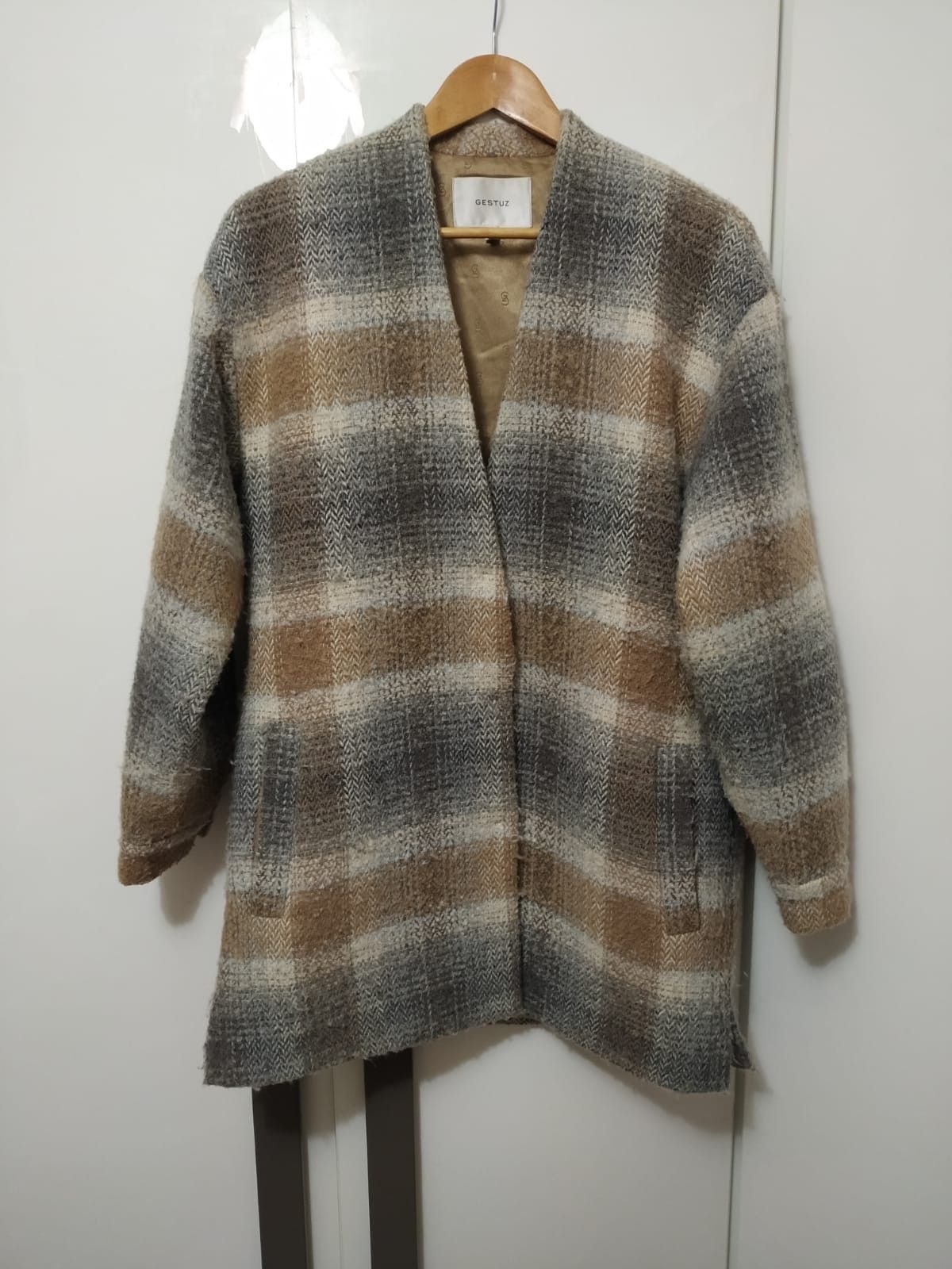 Gestuz Gestuz checked coat wool composition beige brown Size M / US 6-8 / IT 42-44 - 1 Thumbnail