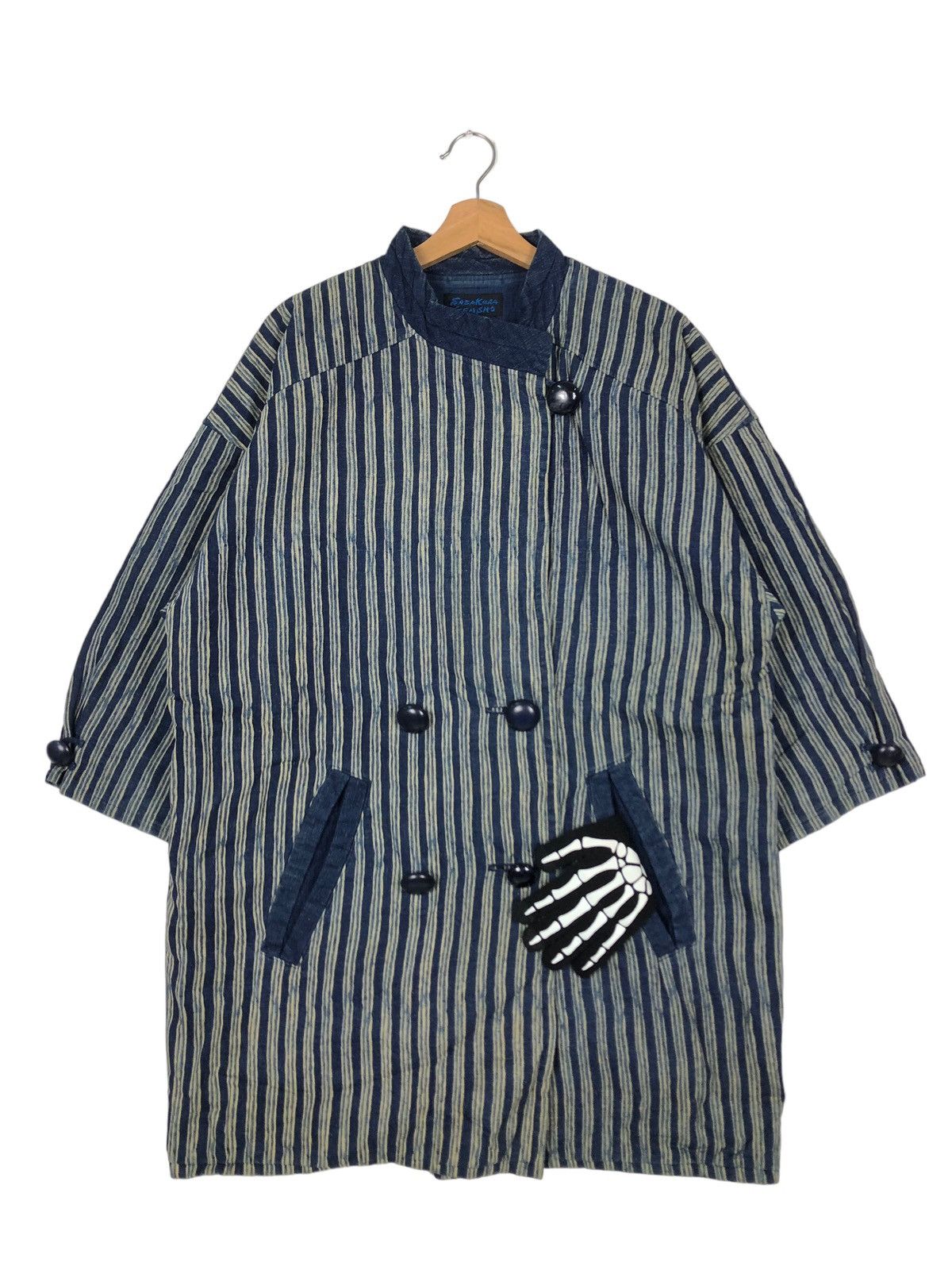 Blue Blue Japan 🔥Asymmetrical Button Hikory Chore Jacket Sasakura Gensho Size US L / EU 52-54 / 3 - 1 Thumbnail