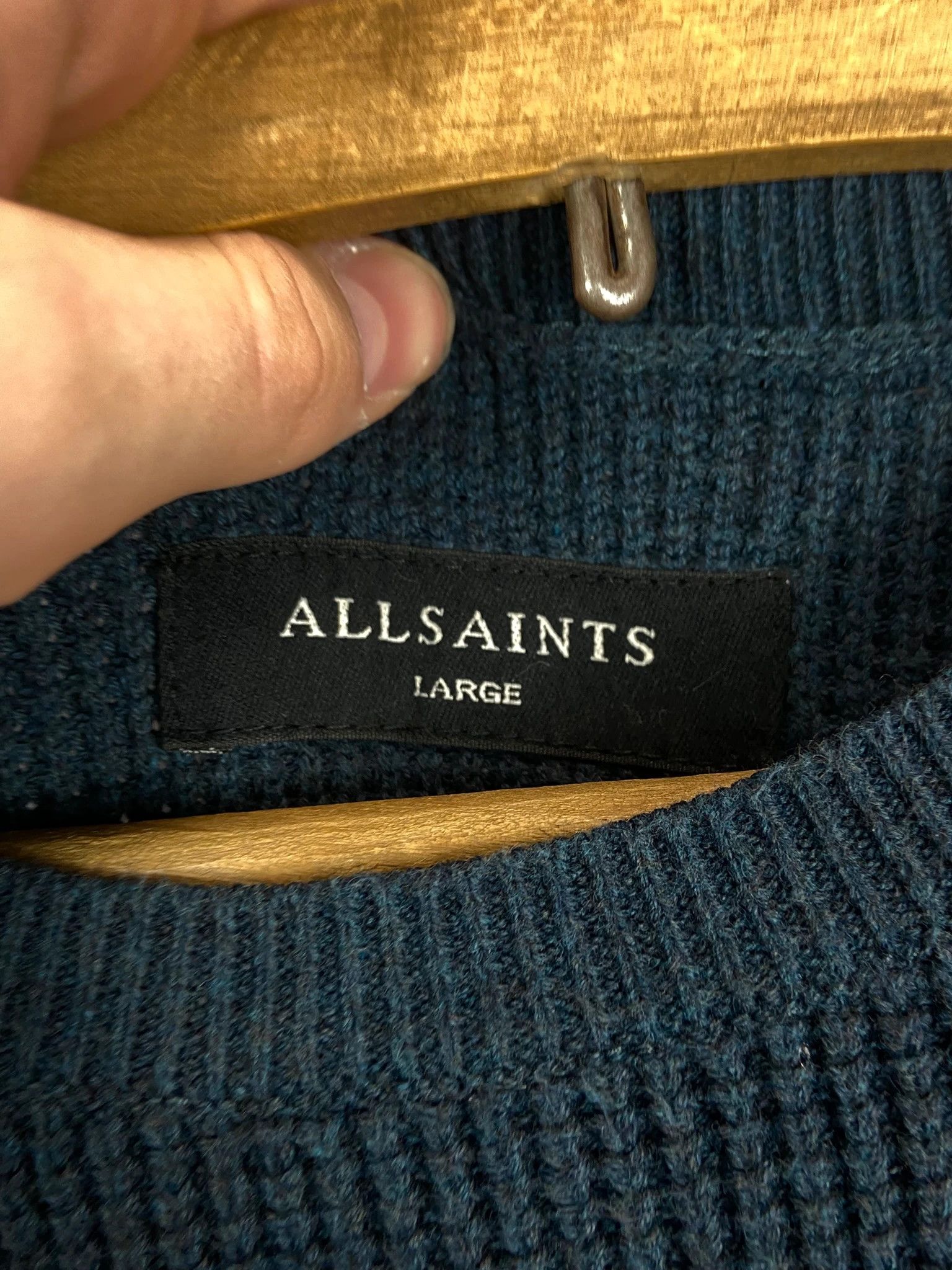 Allsaints AllSaints Knit Sweater Navy Cotton Wool Blend L Size US L / EU 52-54 / 3 - 3 Thumbnail