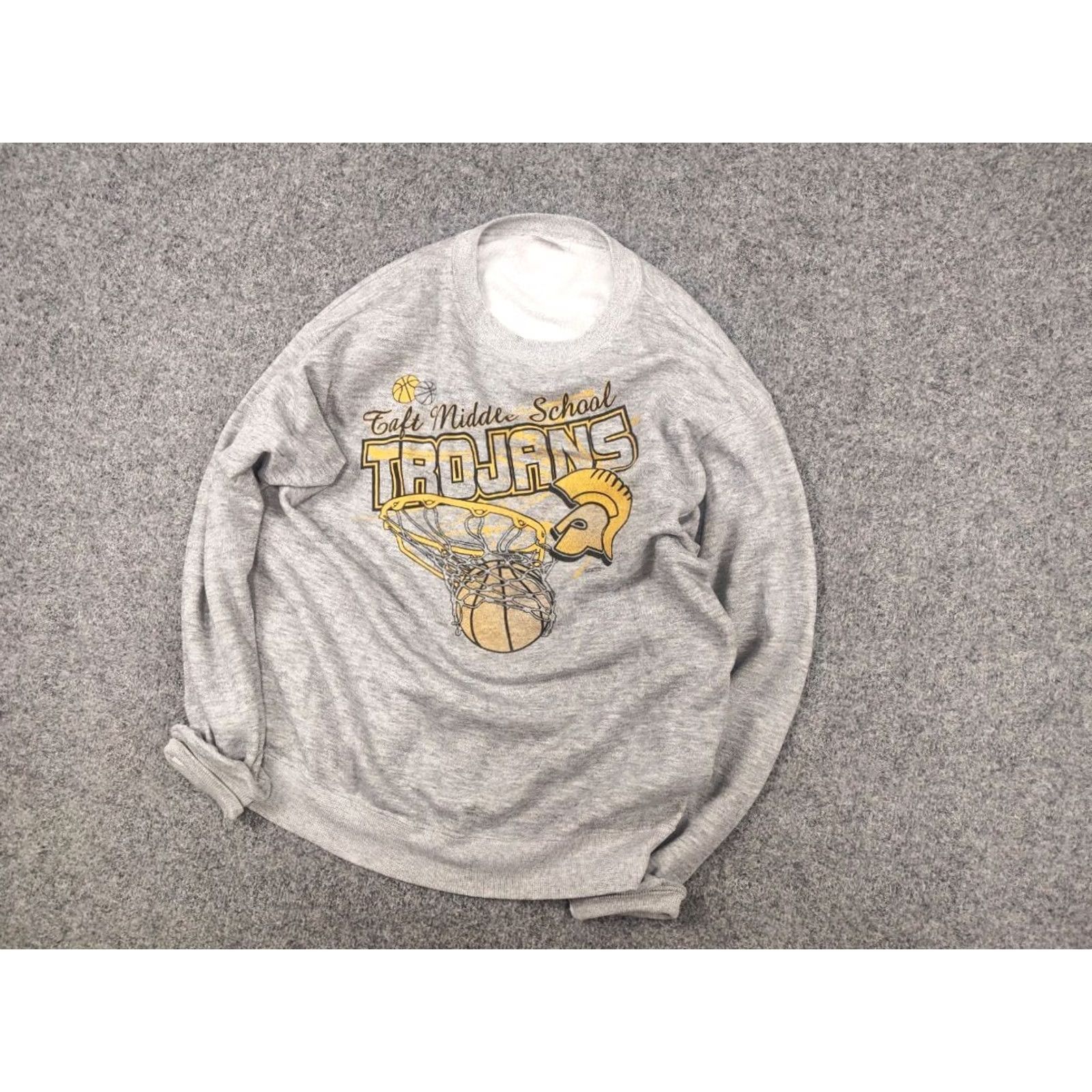 Logo 7 VINTAGE Taft Middle School TROJANS basketball graphics Logo Gray Sweatshirt Size US L / EU 52-54 / 3 - 4 Thumbnail