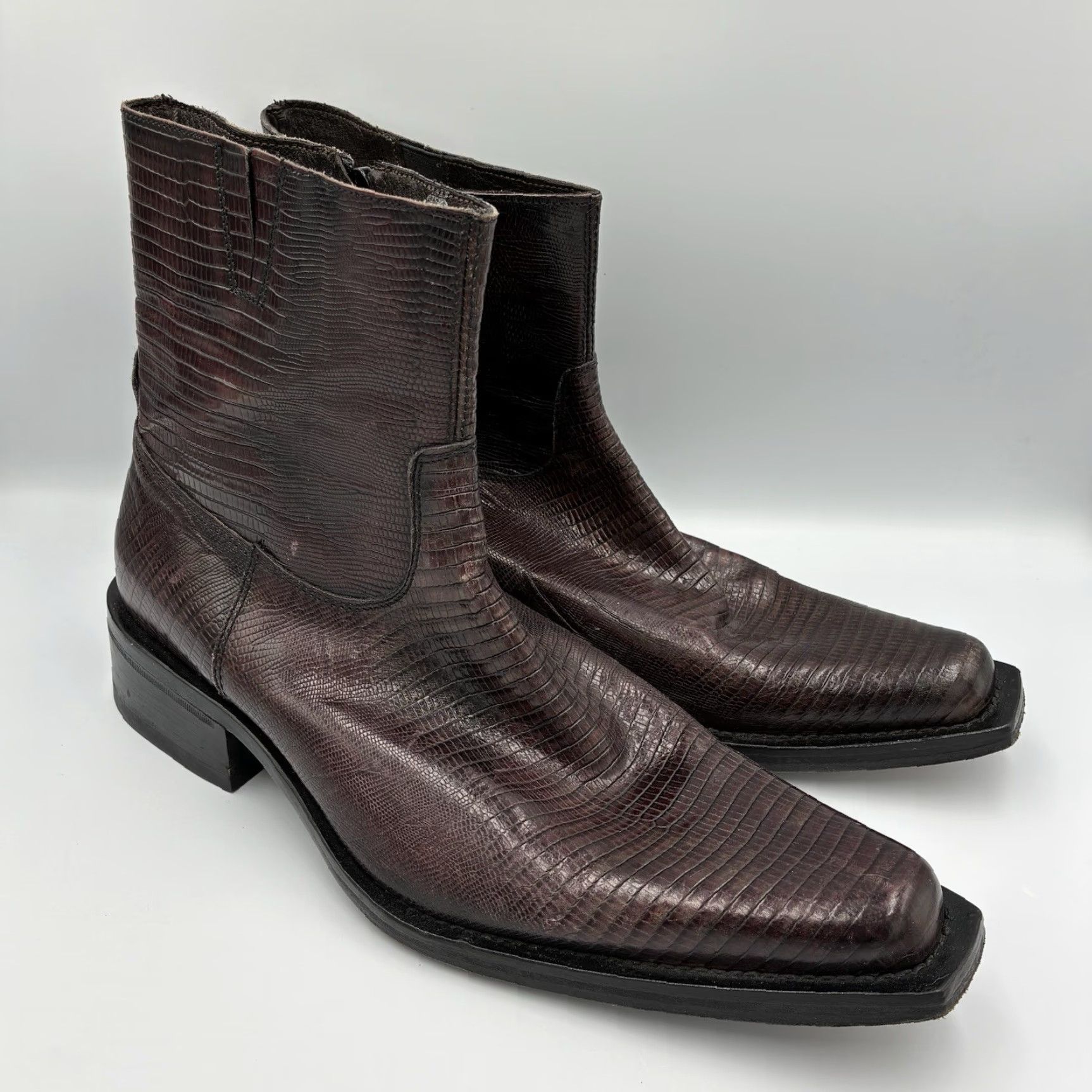 Vintage Alligator Boots Leather Western Cowboy Italian Upper Leather EU 43 US 10 Mens Red Leather Boots Size US 10 / EU 43 - 2 Thumbnail