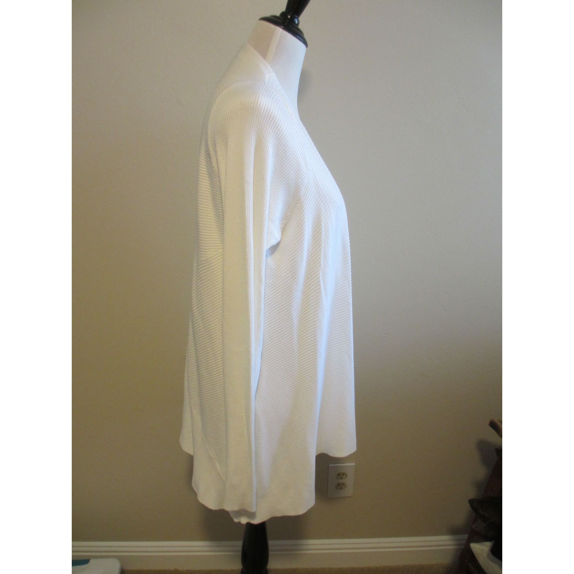 JCPenney Worthington Ribbed Open Front White Cardigan Sweater XL Ligh Size XL / US 12-14 / IT 48-50 - 3 Thumbnail