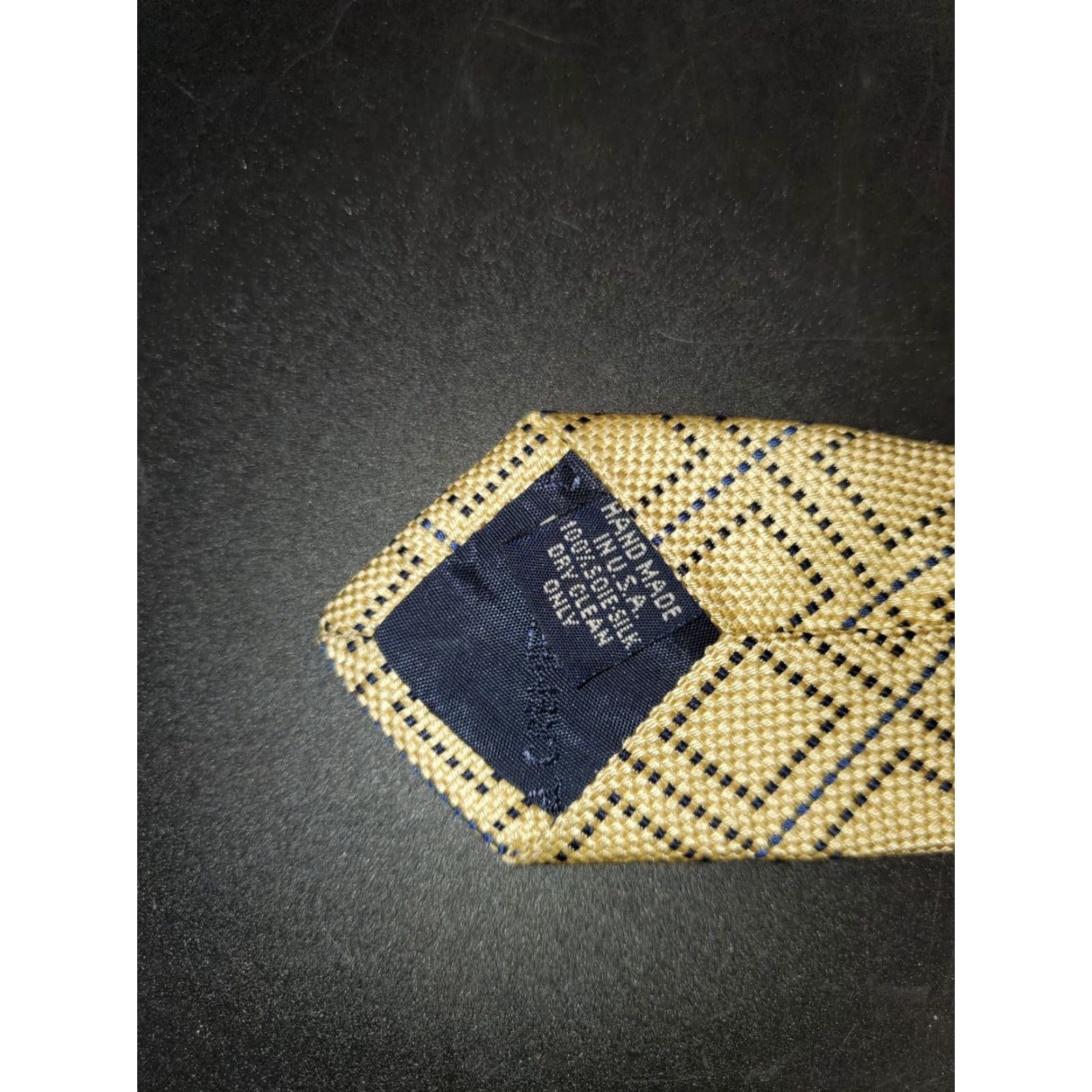 Cremieux VINTAGE Daniel Cremieux Neck Tie Men Yellow & Blue Striped 100% Silk Hand Made Classic 57"-60" Wide Adjustable Logo Size ONE SIZE - 4 Thumbnail