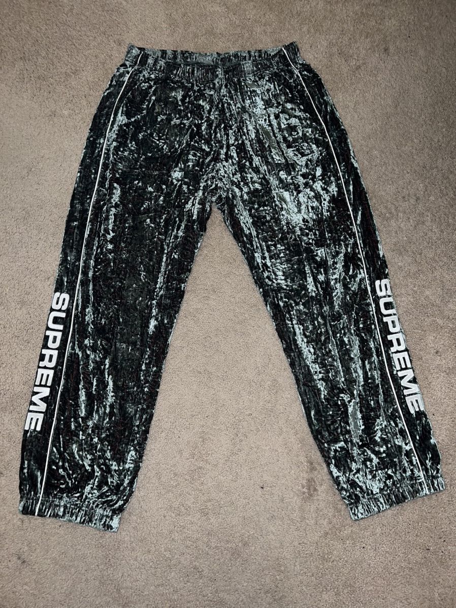 Supreme Supreme Crushed Velvet Track Pants (Green Sz - M) | Grailed