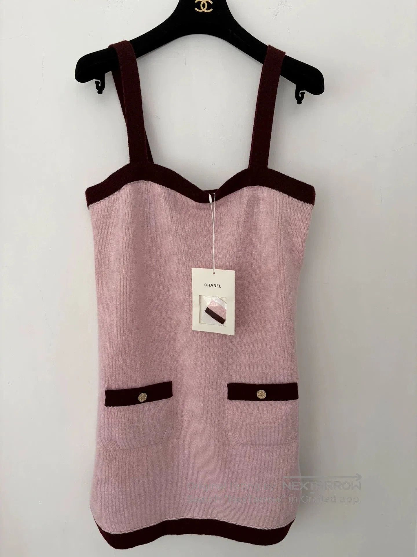 Chanel 25A Colorblock Knit Sling Dress.