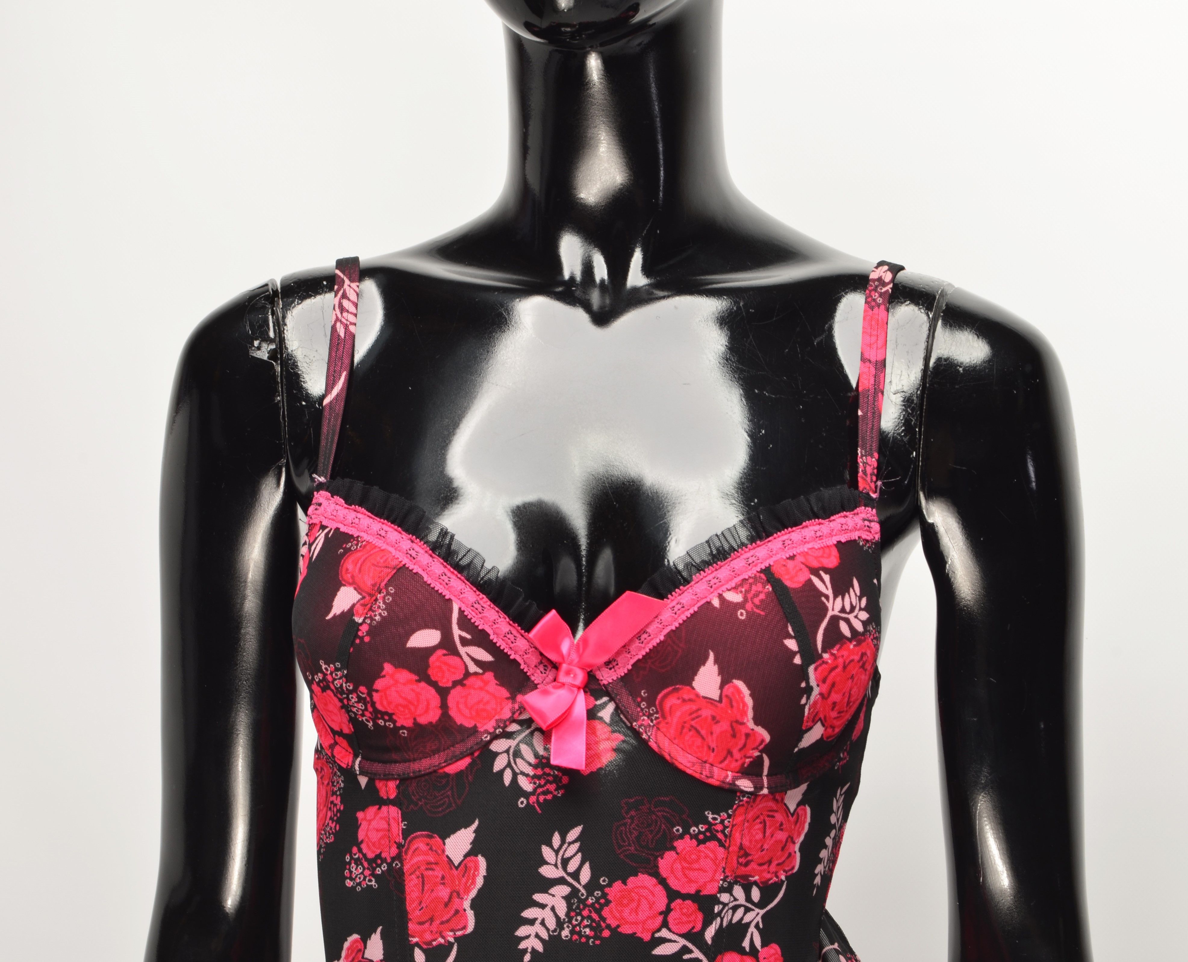 Vintage Avant Premier Y2K Mesh Sexy Basque Floral Suspender Size S / US 4 / IT 40 - 2 Thumbnail