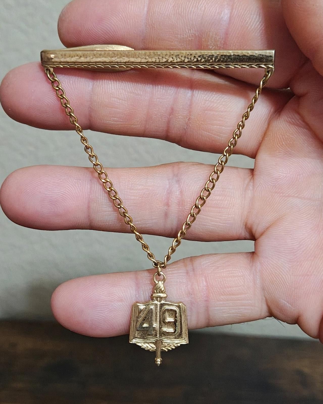 Other Hickok Class of 1949 Gold Tone Tie Bar Dangling Book Charm Size ONE SIZE - 1 Thumbnail
