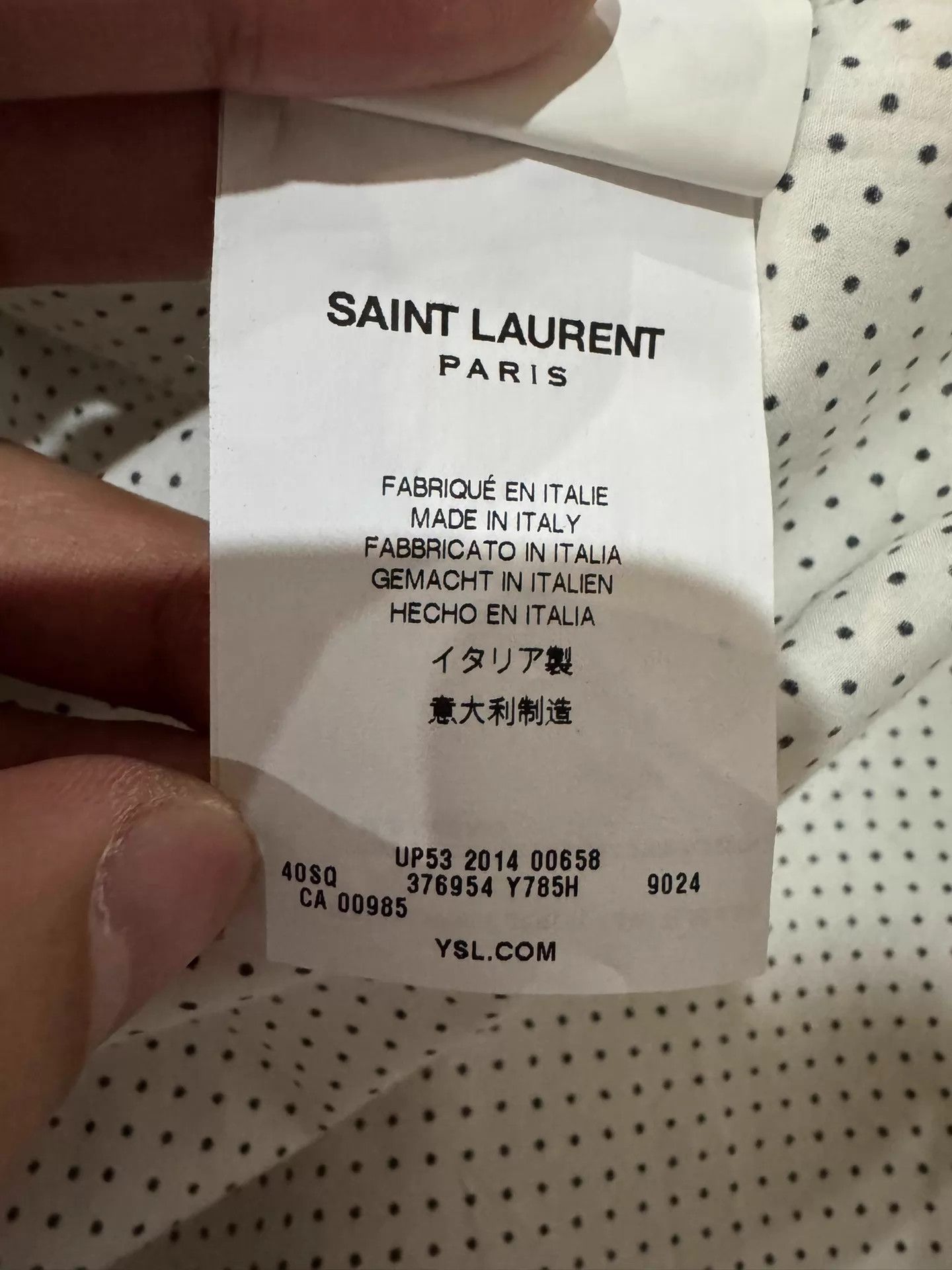 Saint Laurent Paris SLP 15th Anniv White Polka Dot Shirt 39 Size US M / EU 48-50 / 2 - 4 Thumbnail