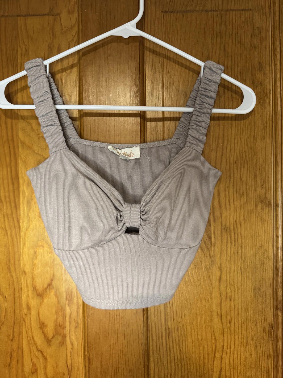 Other Listicle Women's Ribbed Crop Top with Ruched Straps Size S / US 4 / IT 40 - 1 Thumbnail