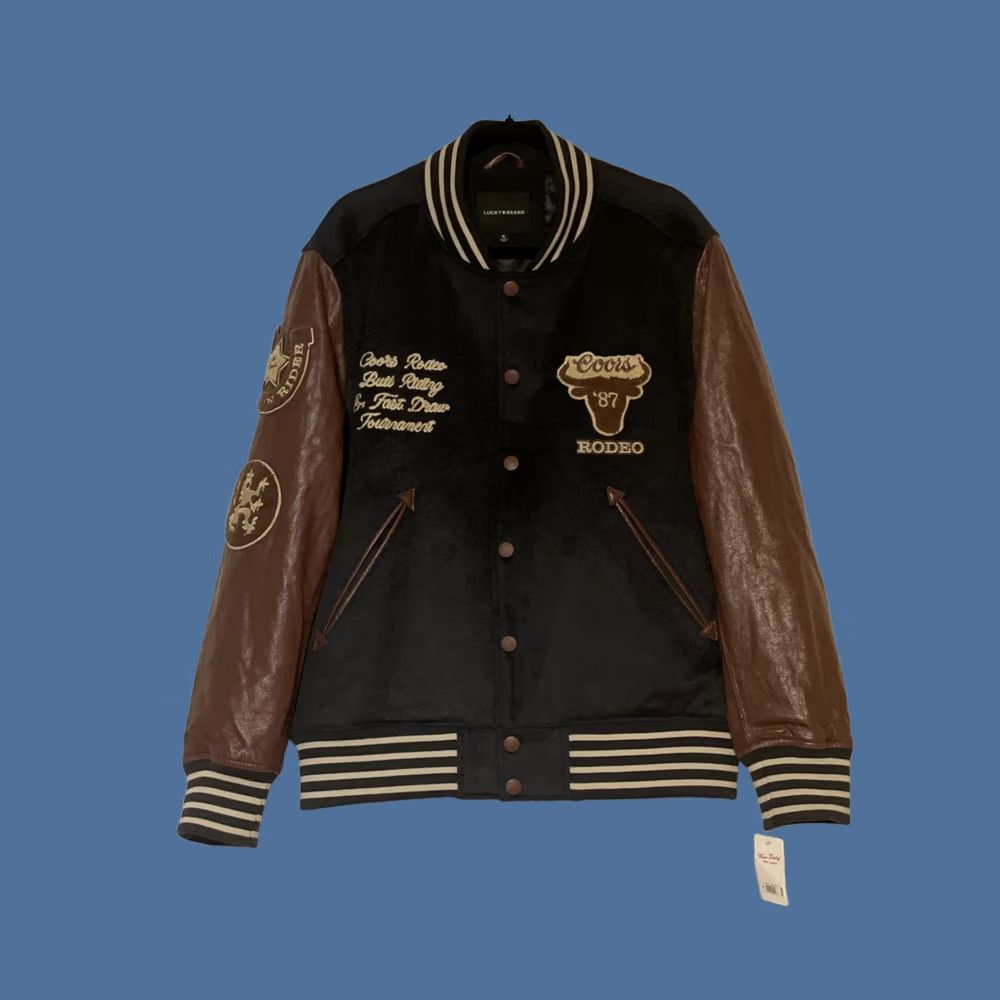 Lucky Brand Lucky Brand Jacket Mens XL Blue Coors Rodeo Varsity Leather Sleeves Size US XL / EU 56 / 4 - 1 Thumbnail