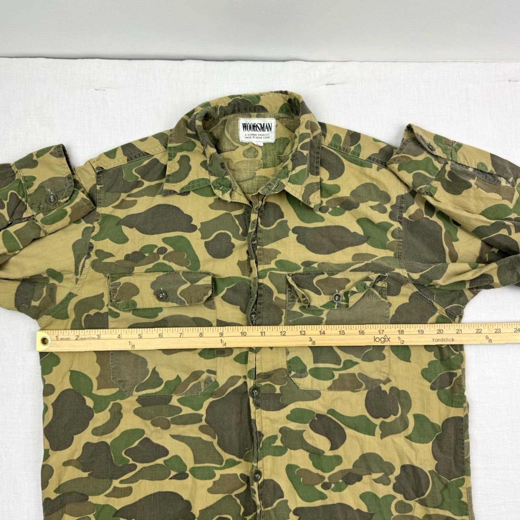 Vintage VINTAGE Woodsman Hunting Shirt Camouflage Outdoor Long Sleeve Adult Large Green 80s Men Size US L / EU 52-54 / 3 - 7 Thumbnail