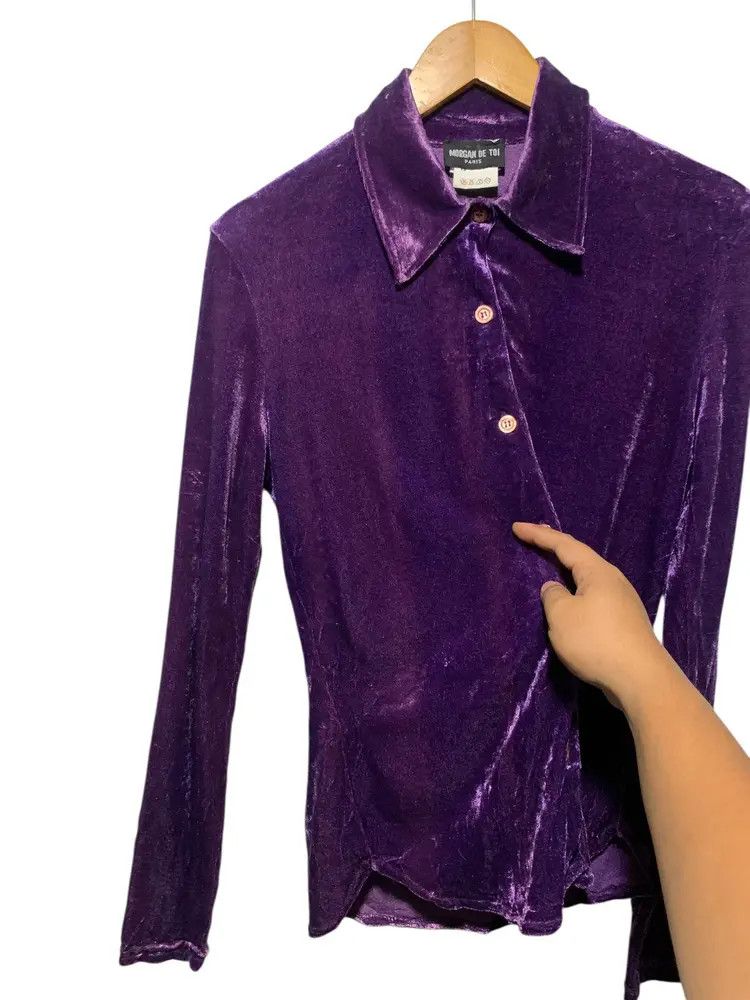 Morgan De Toi Vintage Morgan De Toi velvet purple shirt made in france Size M / US 6-8 / IT 42-44 - 4 Thumbnail