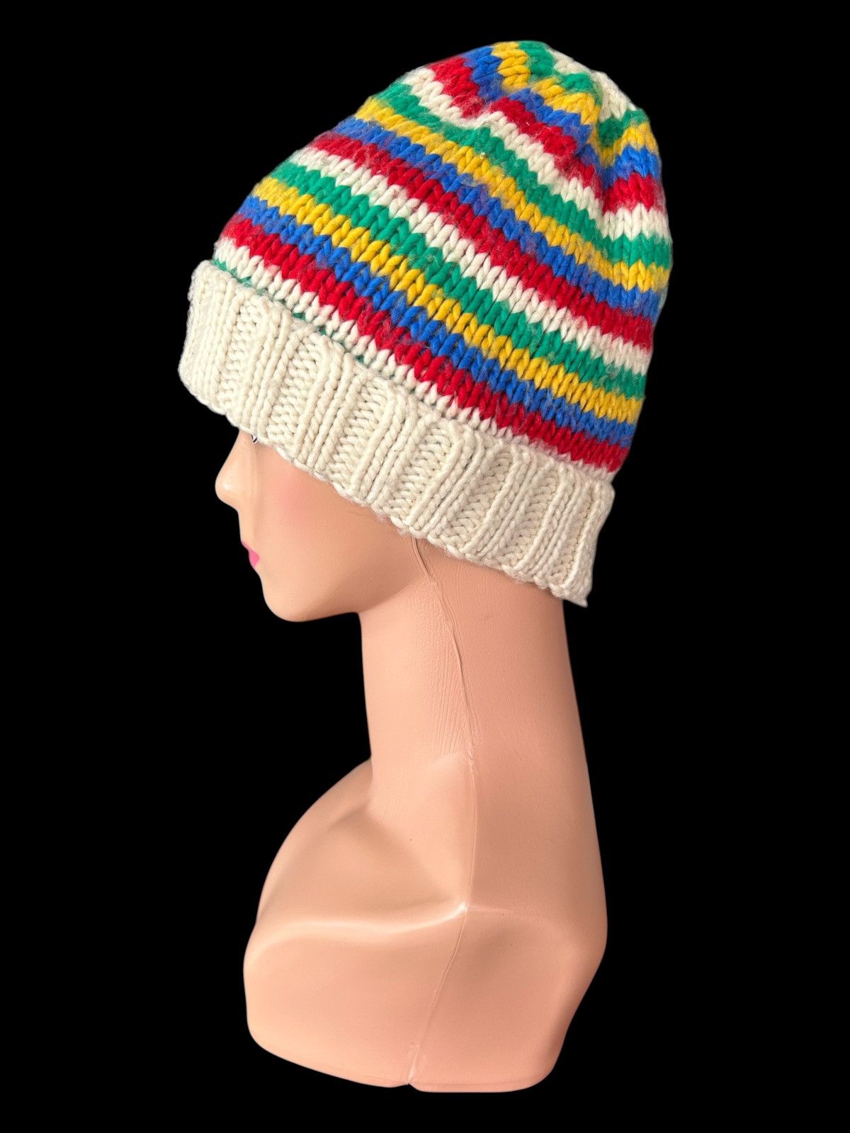 Kapital Stripe Crochet Knitted Handmade Beanie Hats Size ONE SIZE - 1 Thumbnail