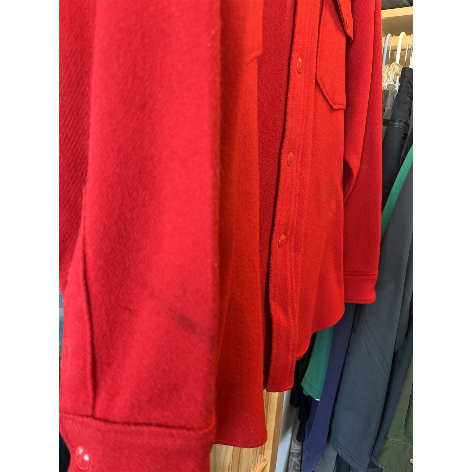 Woolrich Woolen Mills Woolrich Vintage Mens 16 Red Wool Western Distressed Flannel Size US L / EU 52-54 / 3 - 9 Thumbnail