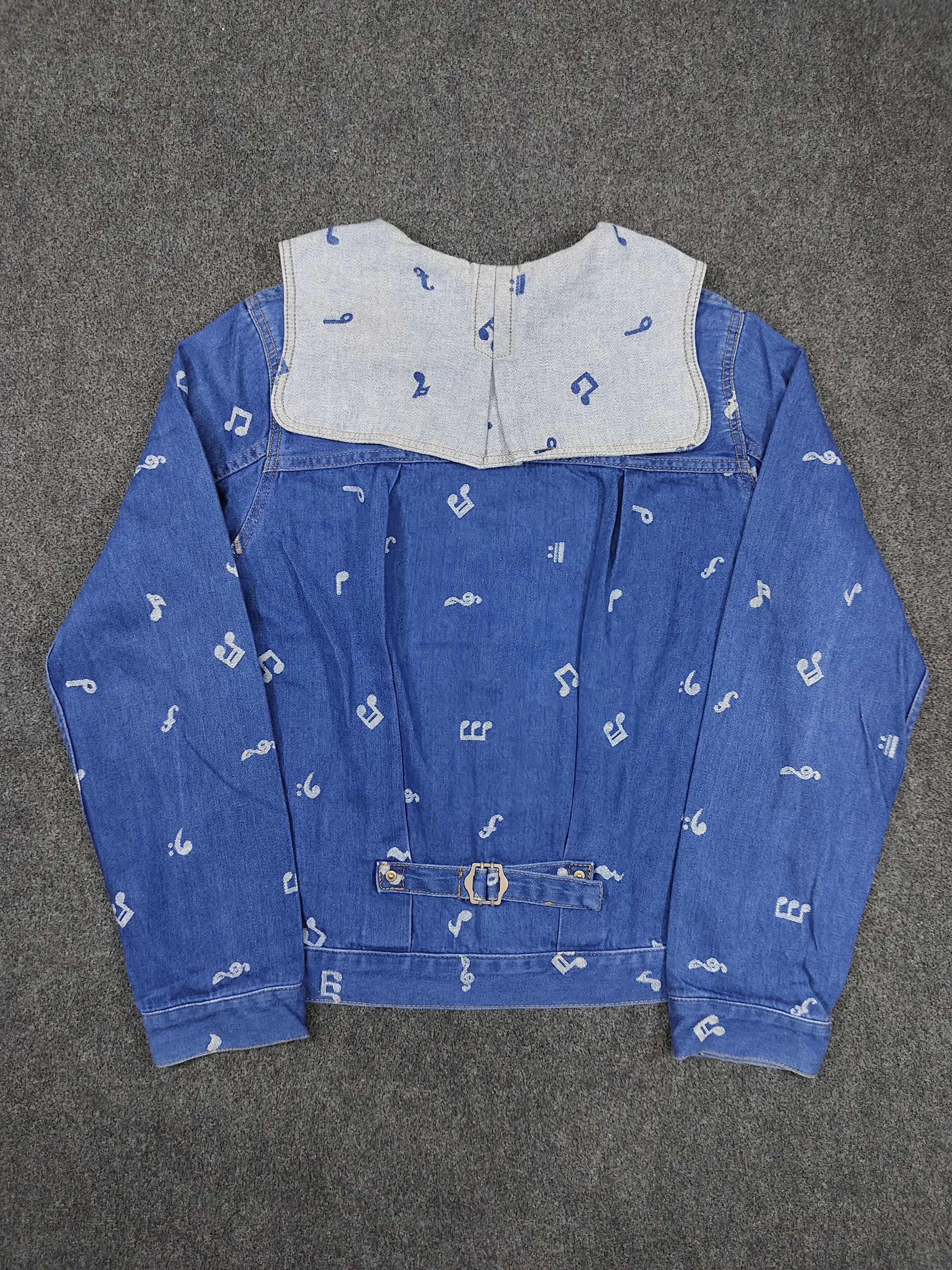 Frapbois Frapbois🇯🇵AOP Musical Notes Sailor Collar Denim Jacket Size M / US 6-8 / IT 42-44 - 5 Thumbnail