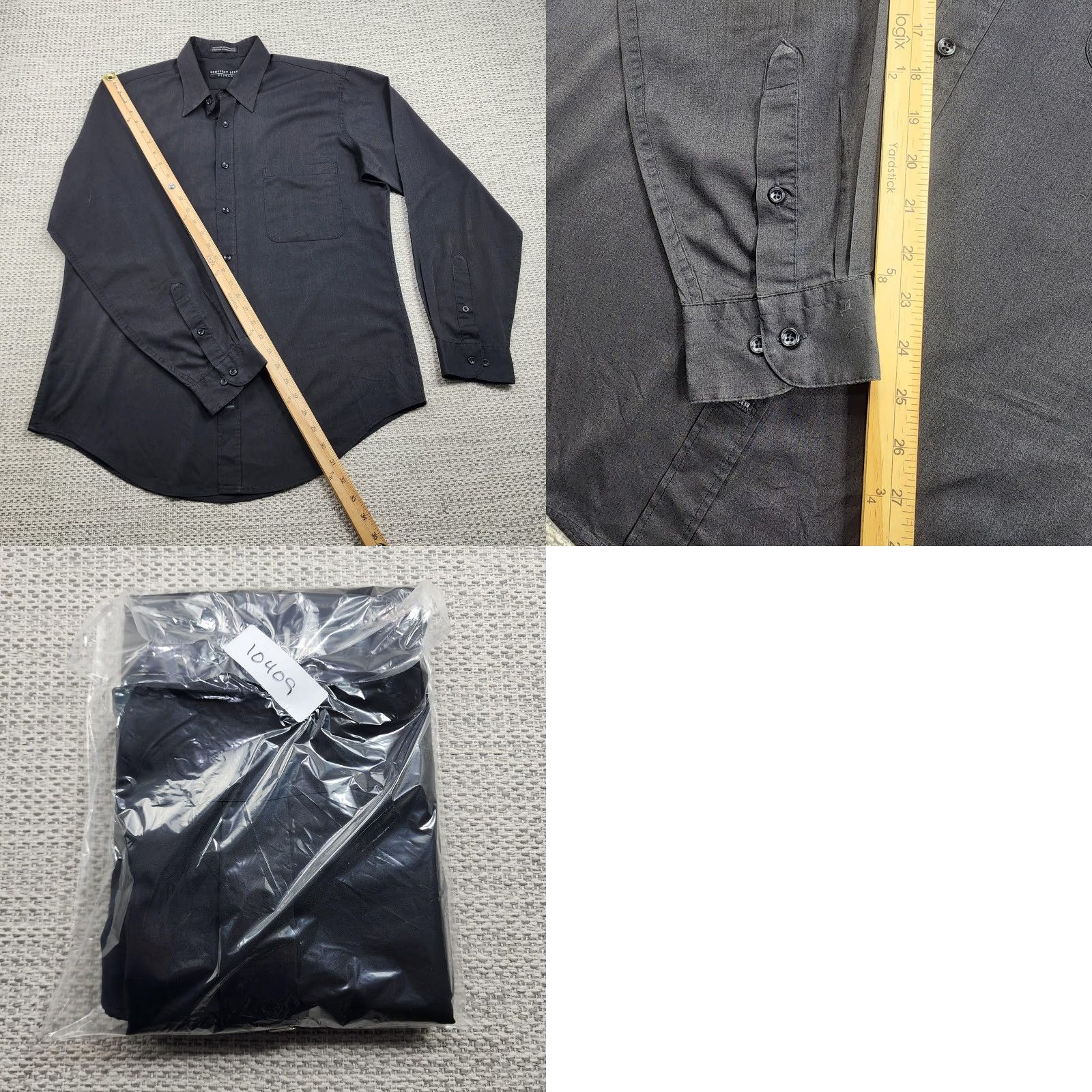 Geoffrey Beene Geoffrey Beene Shirt Mens 16.5 Black Dress Long Sleeve Slim Fitted Pocket USA Shirt Size 46R - 9 Thumbnail