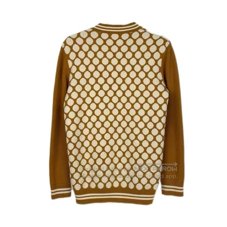 Hermes Hermes Brown wool cardigan with round patterns Size XS / US 0-2 / IT 36-38 - 2 Thumbnail