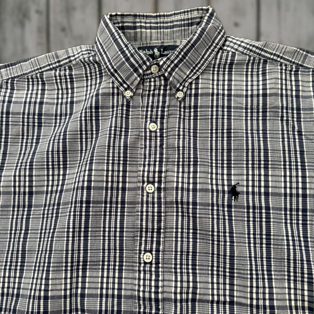 Ralph Lauren Ralph Lauren Shirt Mens Large Short Sleeve Blue Plaid Button-Down Blaire Cotton Embroidered Classic Preppy Size US L / EU 52-54 / 3 - 1 Thumbnail
