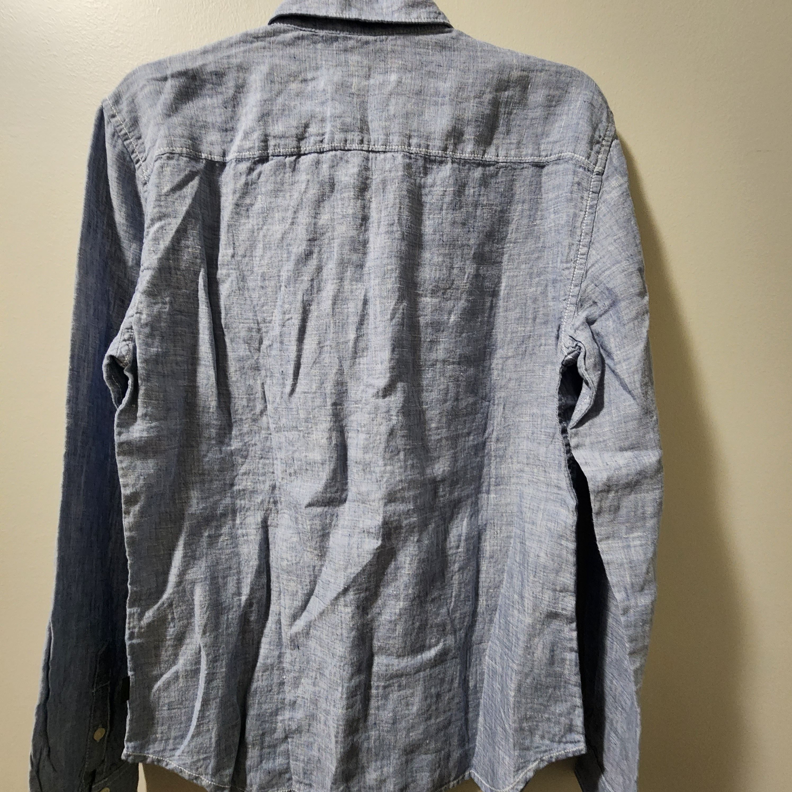 John Varvatos John Varvatos Men's Small Light Blue Linen Button-Down Shirt Size US S / EU 44-46 / 1 - 2 Thumbnail