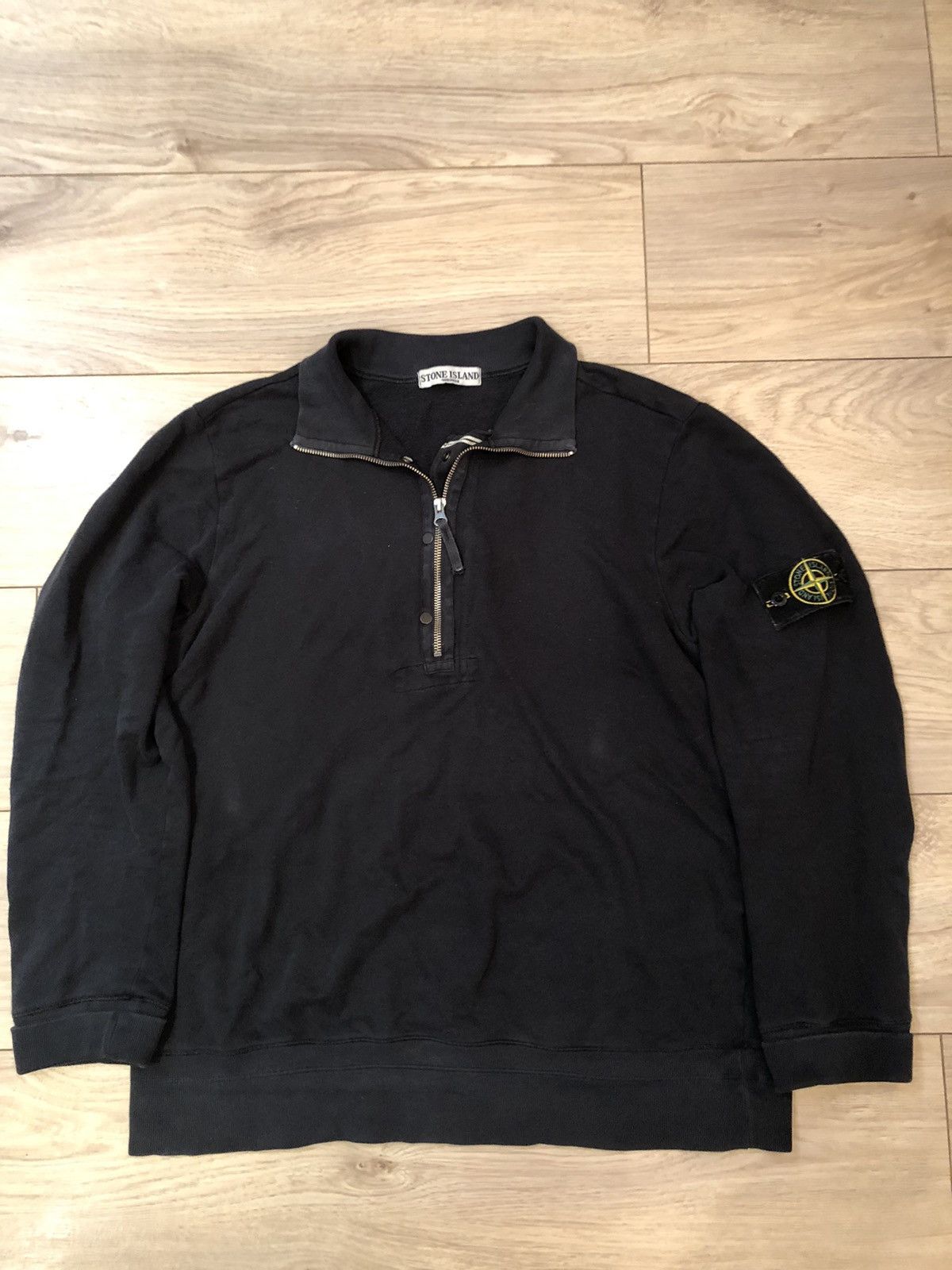 image of Stone Island 1/4 Zip Sweatshirt in Blue, Men's (Size XL)