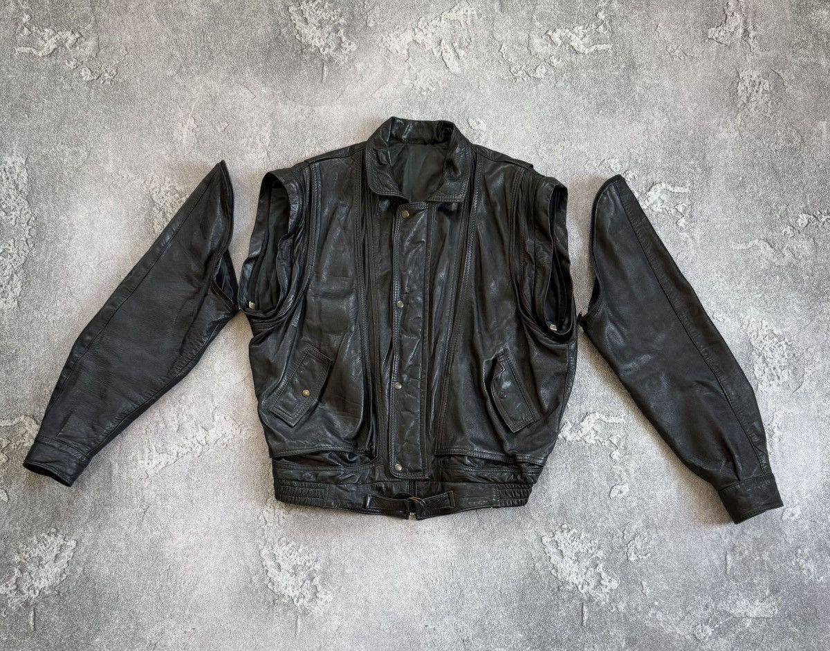 Vintage Leather L aviator bomber pilot jacket transformer vest coat Size US L / EU 52-54 / 3 - 11 Thumbnail