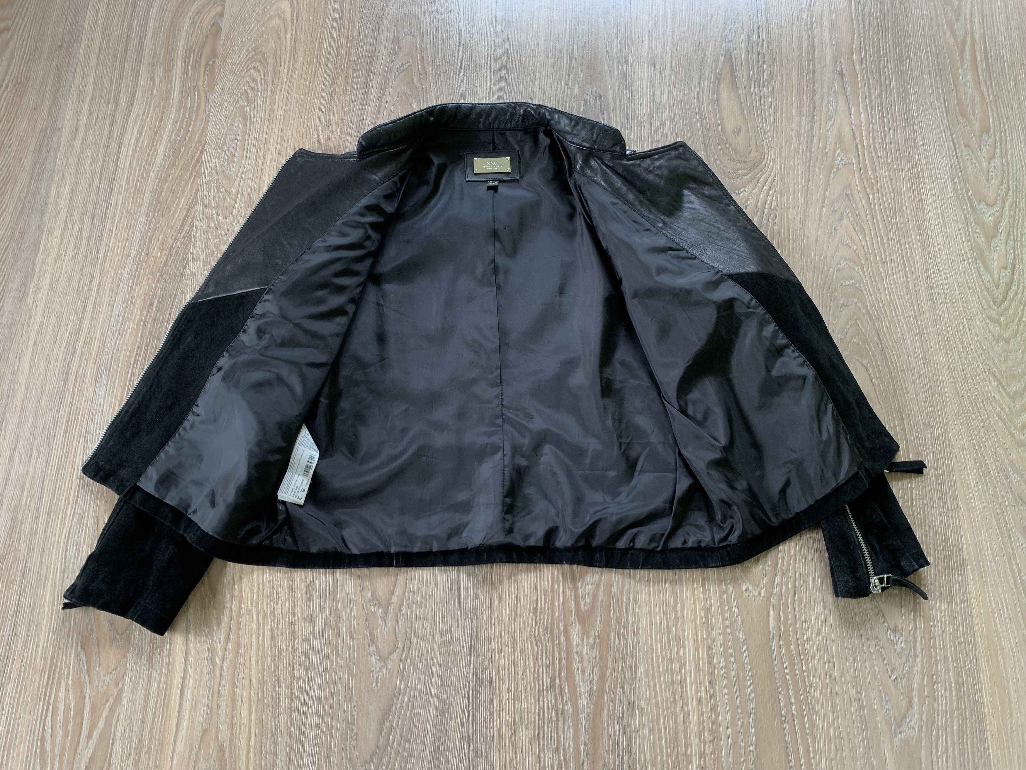 Mango Mango Black Leather Suede Biker Jacket Size XL / US 12-14 / IT 48-50 - 5 Thumbnail