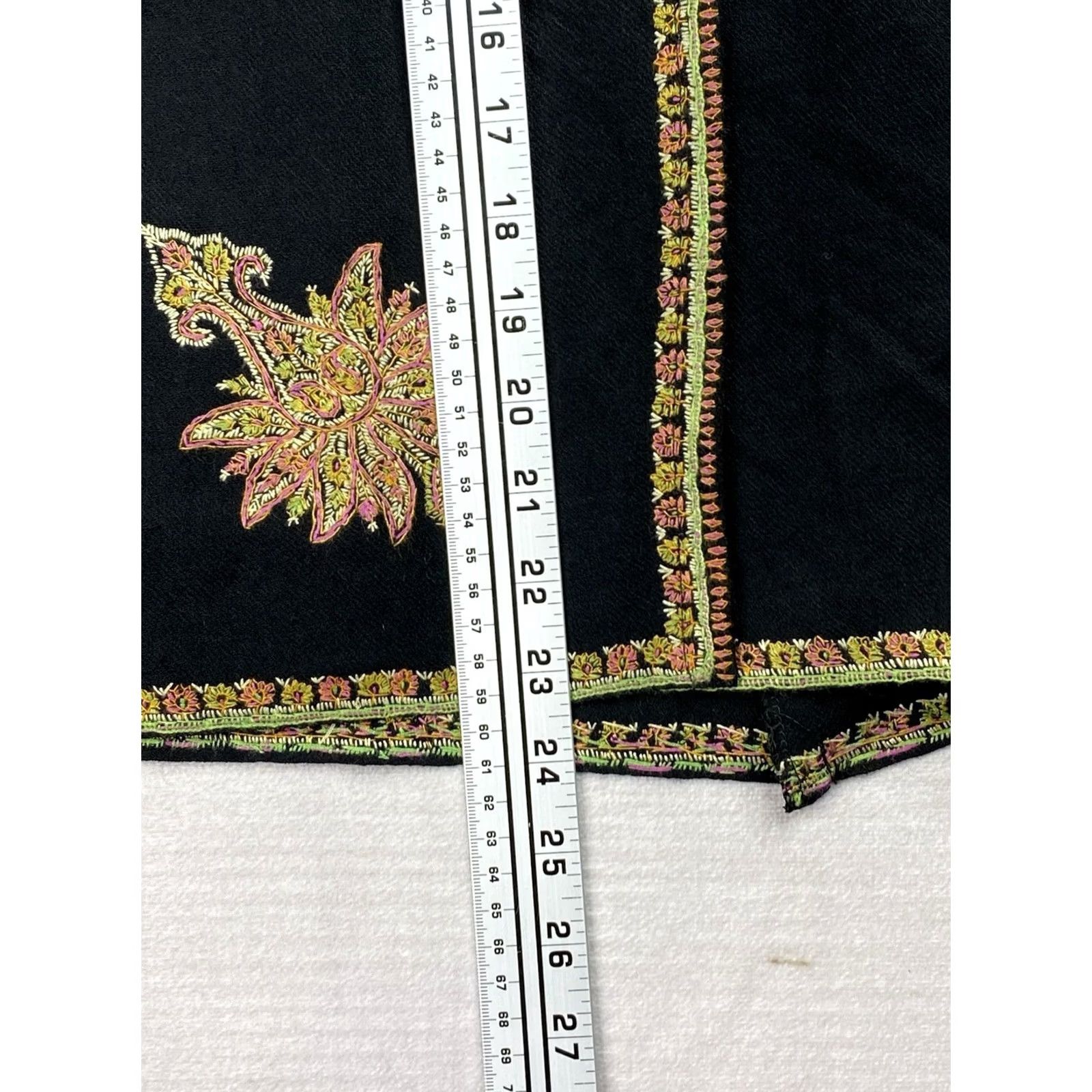 Vintage Tramp Skirt Wrap Black Floral Embroidered Lightweight Boho Indie Vintage No Size 32" / US 10 / IT 46 - 5 Thumbnail