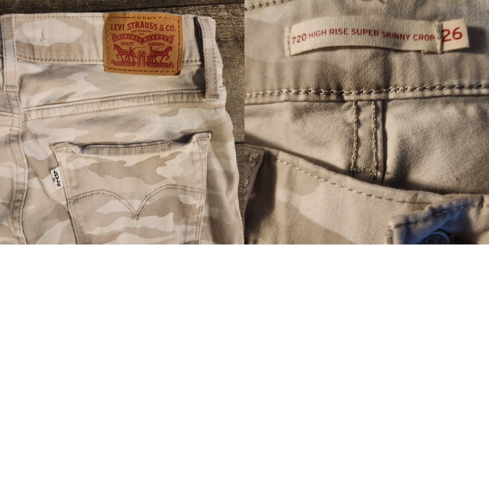 Levi's Levi’s 720 High Rise Super Skinny Crop Jeans Camouflage Beige 26 Women Pants Size 26" / US 2 / IT 38 - 8 Thumbnail