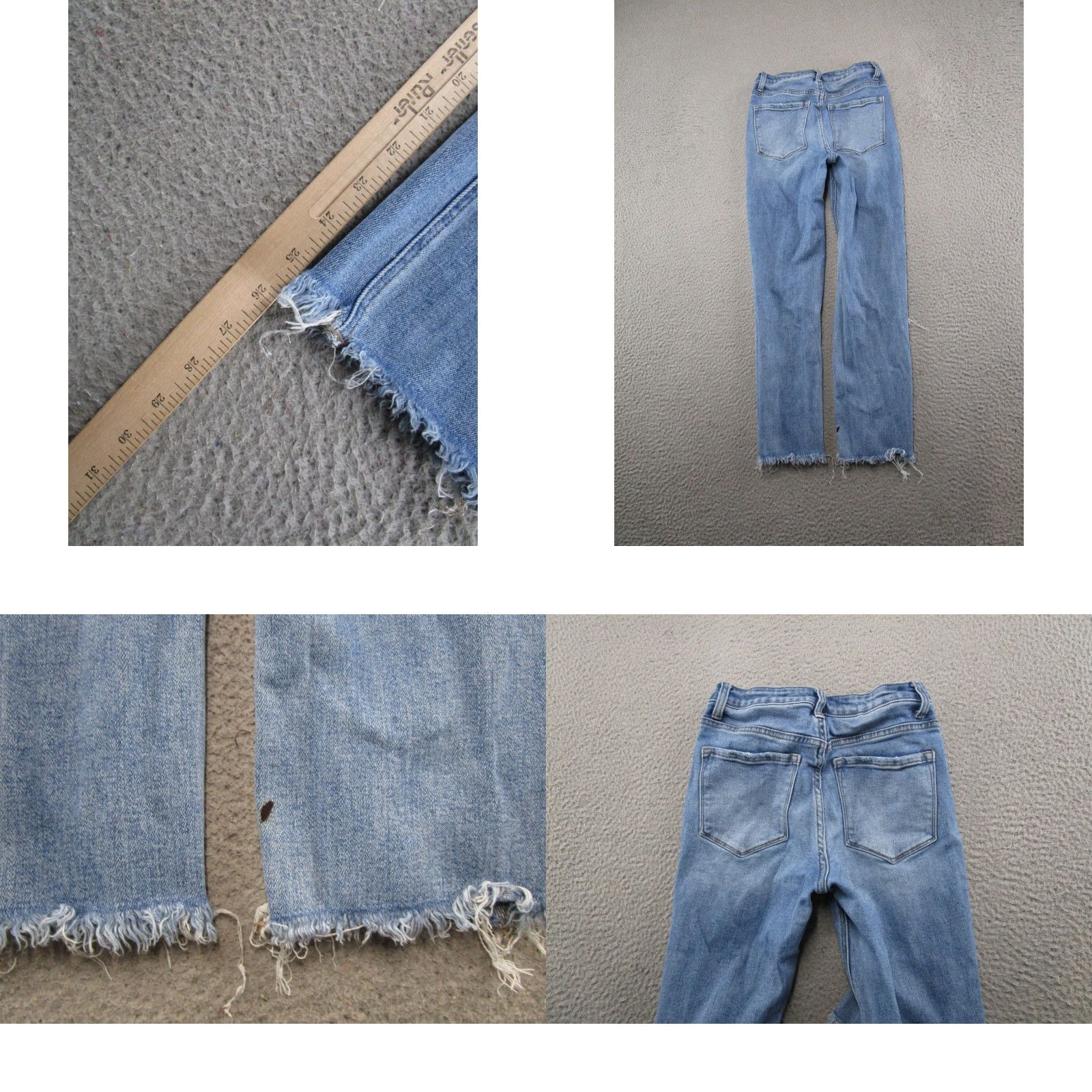 Denime Vervet Los Angeles Jeans Women Size 26 Blue Distressed Denim Raw Hem Straight Leg Mid Rise Womens Size 26" / US 2 / IT 38 - 9 Thumbnail