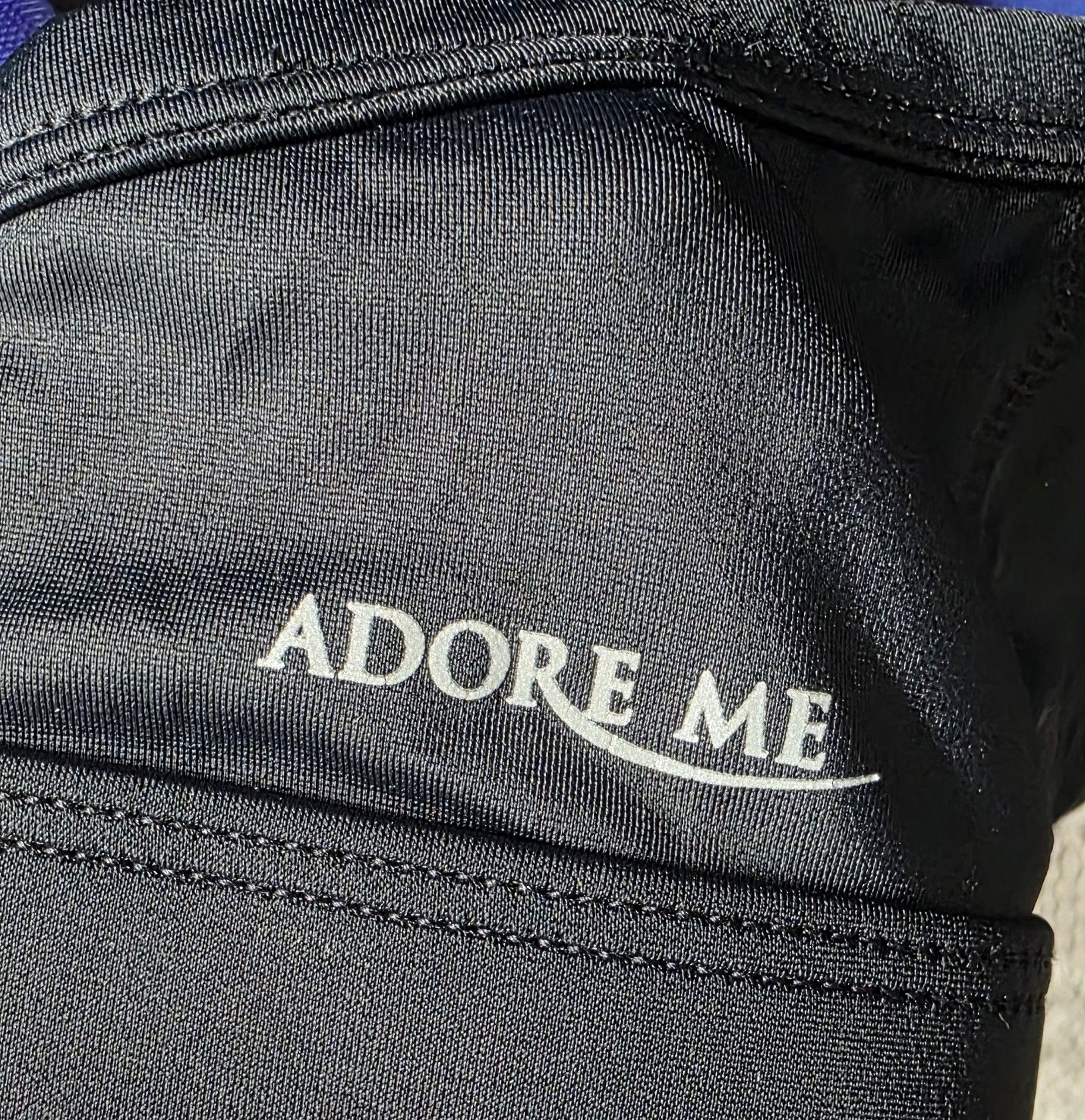 Unknown London NWT Adore Me Wirefree Zipper Sports Bra 0207 Black Blue L Size ONE SIZE - 3 Thumbnail