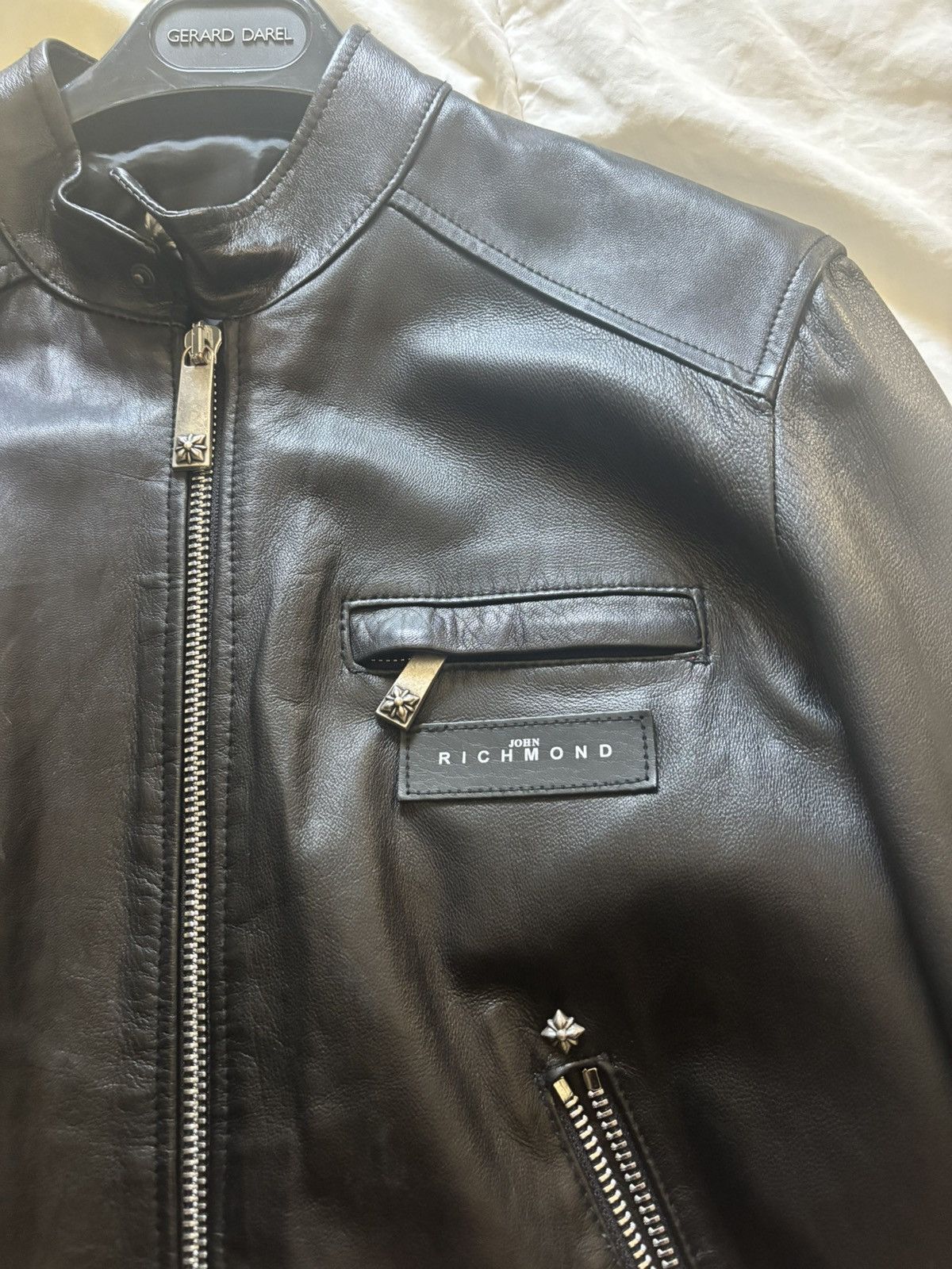 John Richmond Black Leather Biker Jacket  Like new