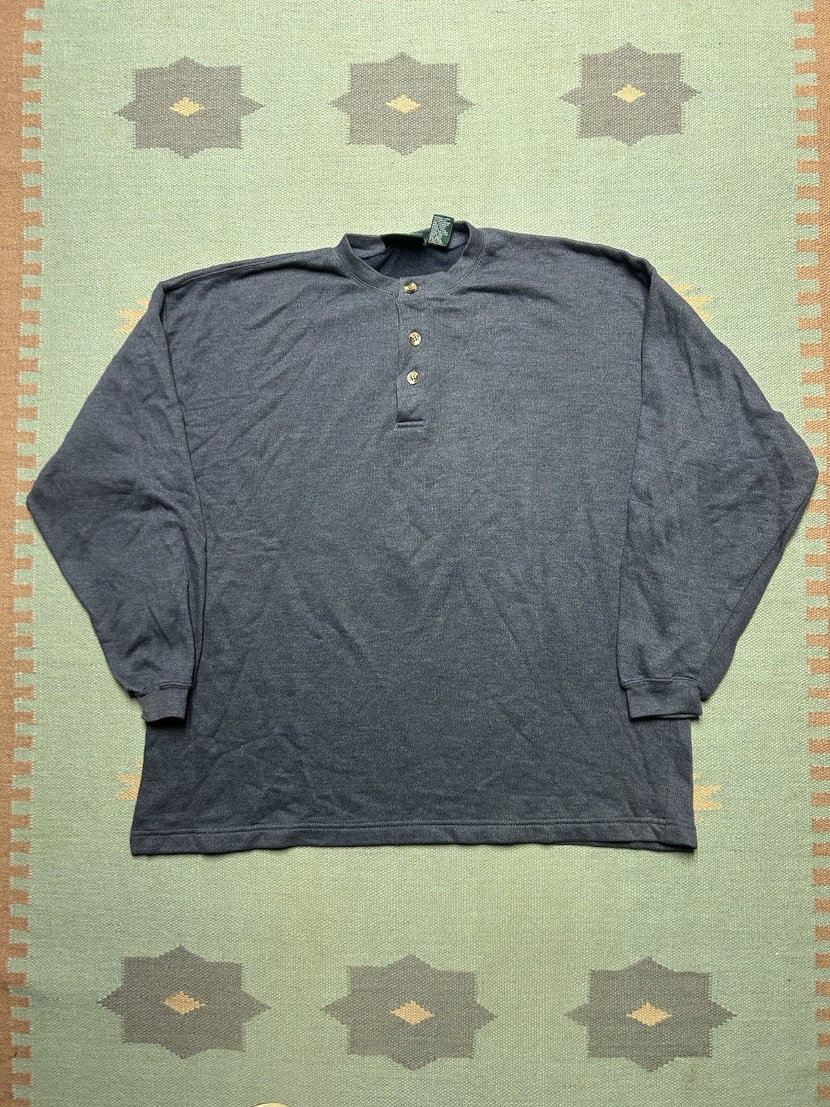 Vintage Vintage Henley sweater ribbed heavy knit shirt blue blank XL Size US XL / EU 56 / 4 - 1 Thumbnail