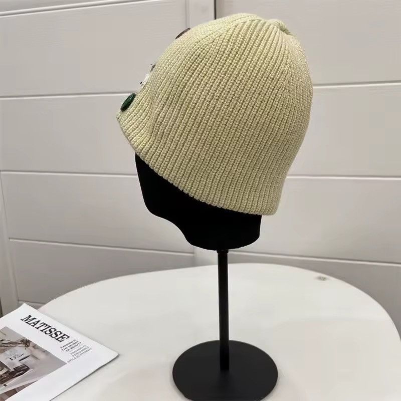 Japanese Brand Custom Handmade Japanese Style Knit Beige Hat Beanie Size ONE SIZE - 3 Thumbnail