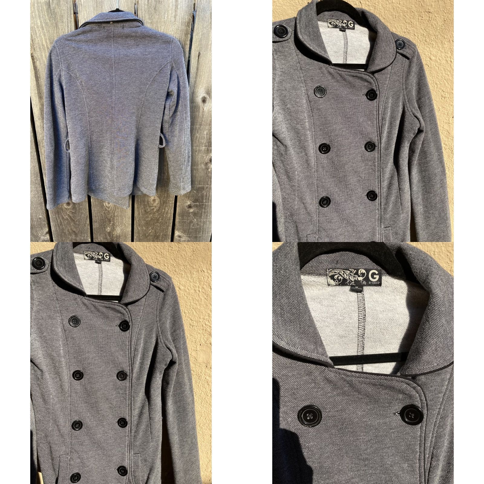 Guess VINTAGE? (no) Women GUESS Coat Gray Double Breast Pea Coat M Button Pockets Polyester Lined RN62136 Size M / US 6-8 / IT 42-44 - 8 Thumbnail