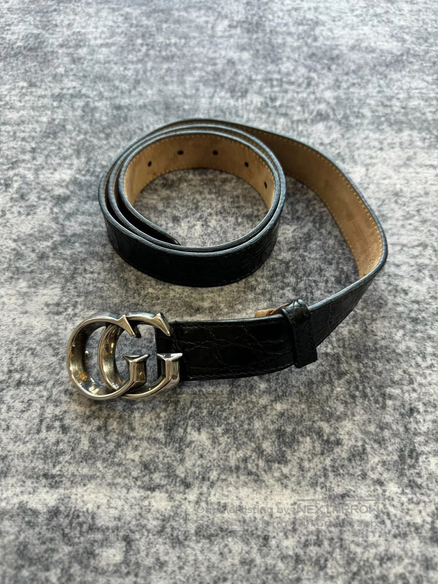 Gucci gucci crocodile leather belt with silver buckle. Size ONE SIZE - 1 Thumbnail