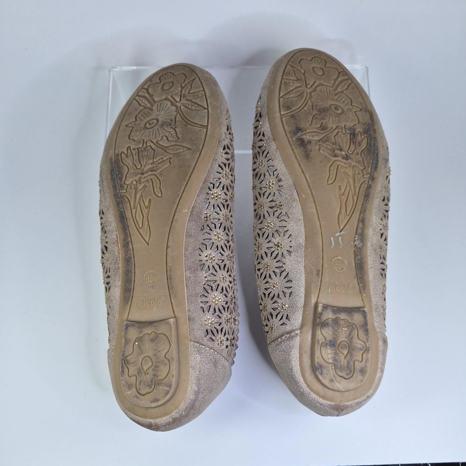Nicole Club NICOLE Suede Rhinestone Ballet Flats Jane Womens Shoes Sz8.5 Size US 8.5 / IT 38.5 - 8 Thumbnail