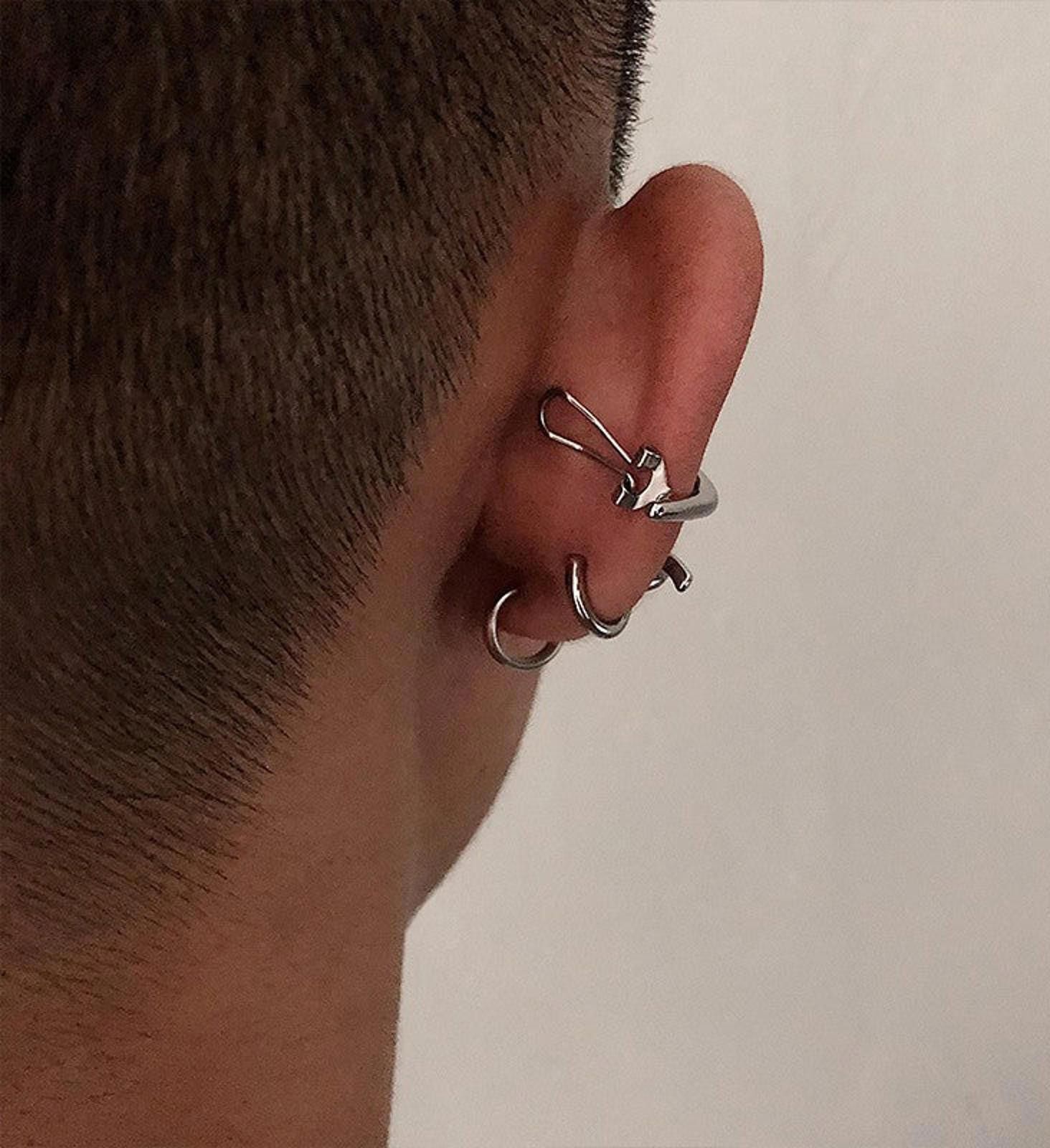 Jewelry Silver Geometric Hoop Earrings, Modern Minimalist Jewelry Size ONE SIZE - 3 Thumbnail