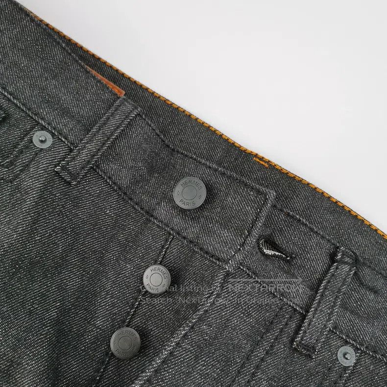 Hermes Hermes Pure cotton solid color buttoned straight-leg trous Size 26" / US 2 / IT 38 - 3 Thumbnail