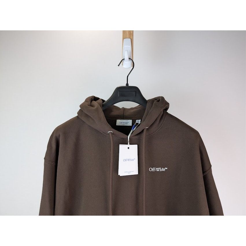 Off-White o1rshd1 Logo Skate Hoodie in Chocolate / White Size US M / EU 48-50 / 2 - 4 Thumbnail