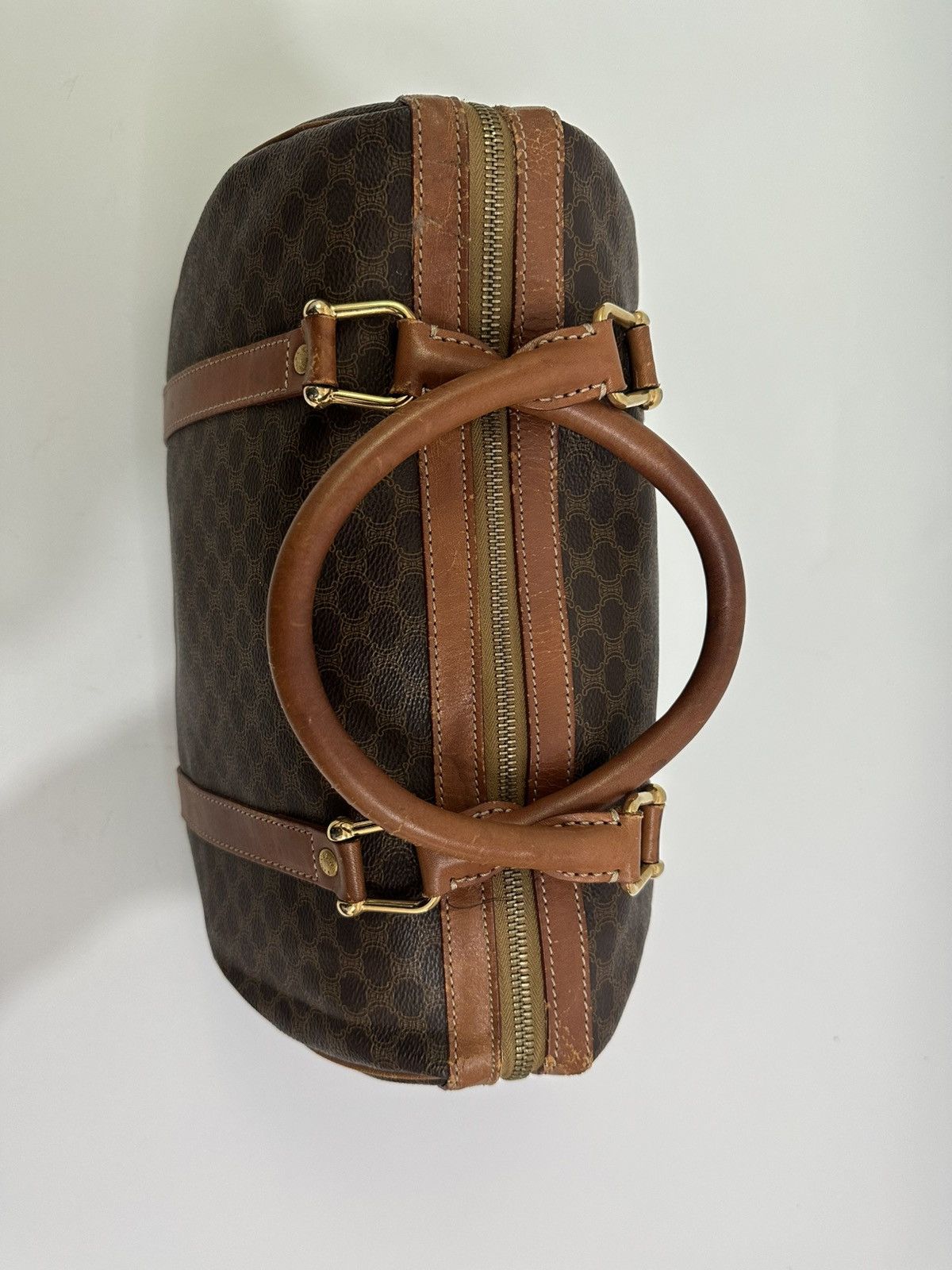 Celine × Vintage Céline Brown Macadam Coated Canvas Boston Bag Size ONE SIZE - 3 Thumbnail