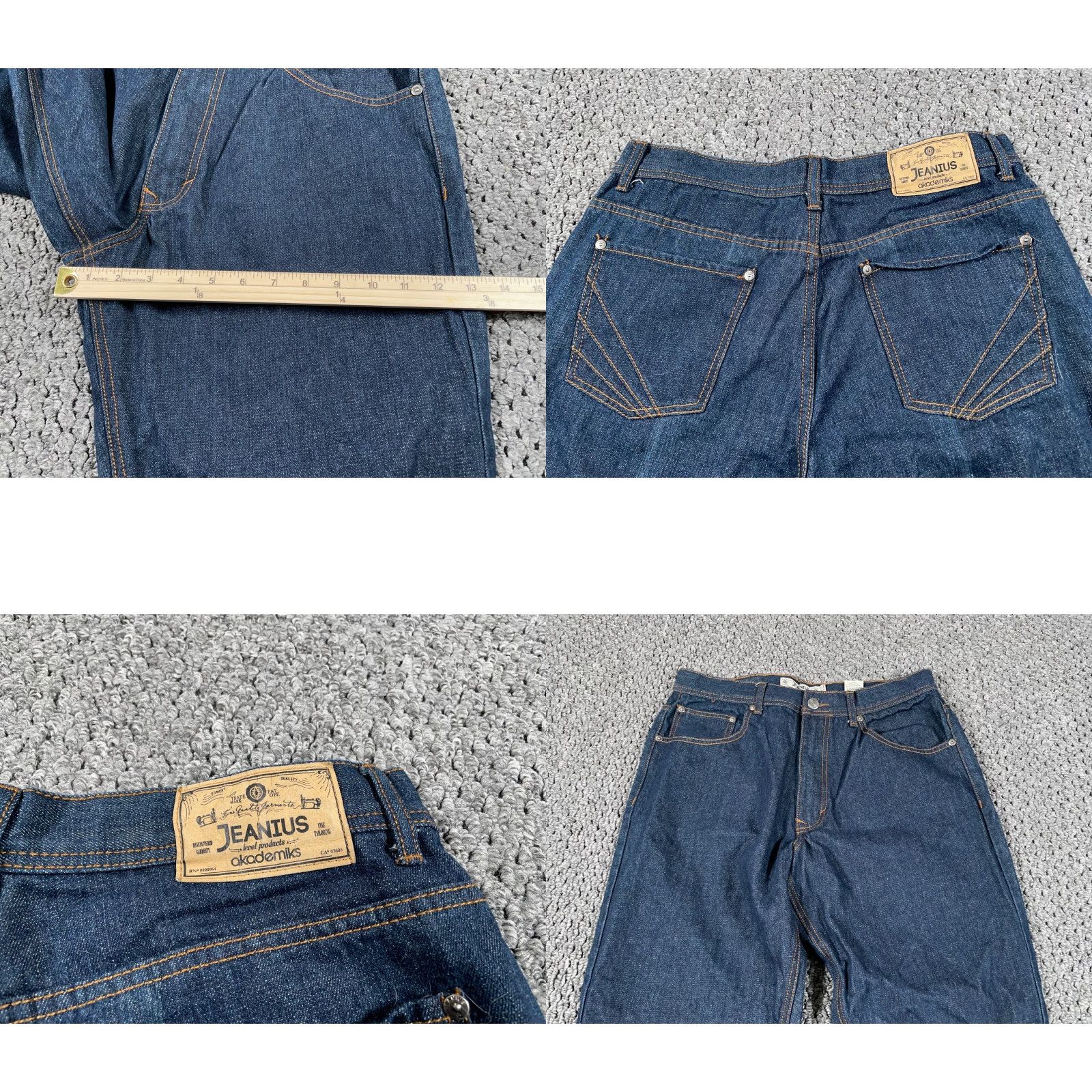 Akademiks VINTAGE Akademiks Jeans Tapered 36 x 32 Men Dark Blue Denim 90s Hip Hop Retro Embroidered Pockets 5-Pocket Regular Rise Mid Size US 32 / EU 48 - 8 Thumbnail