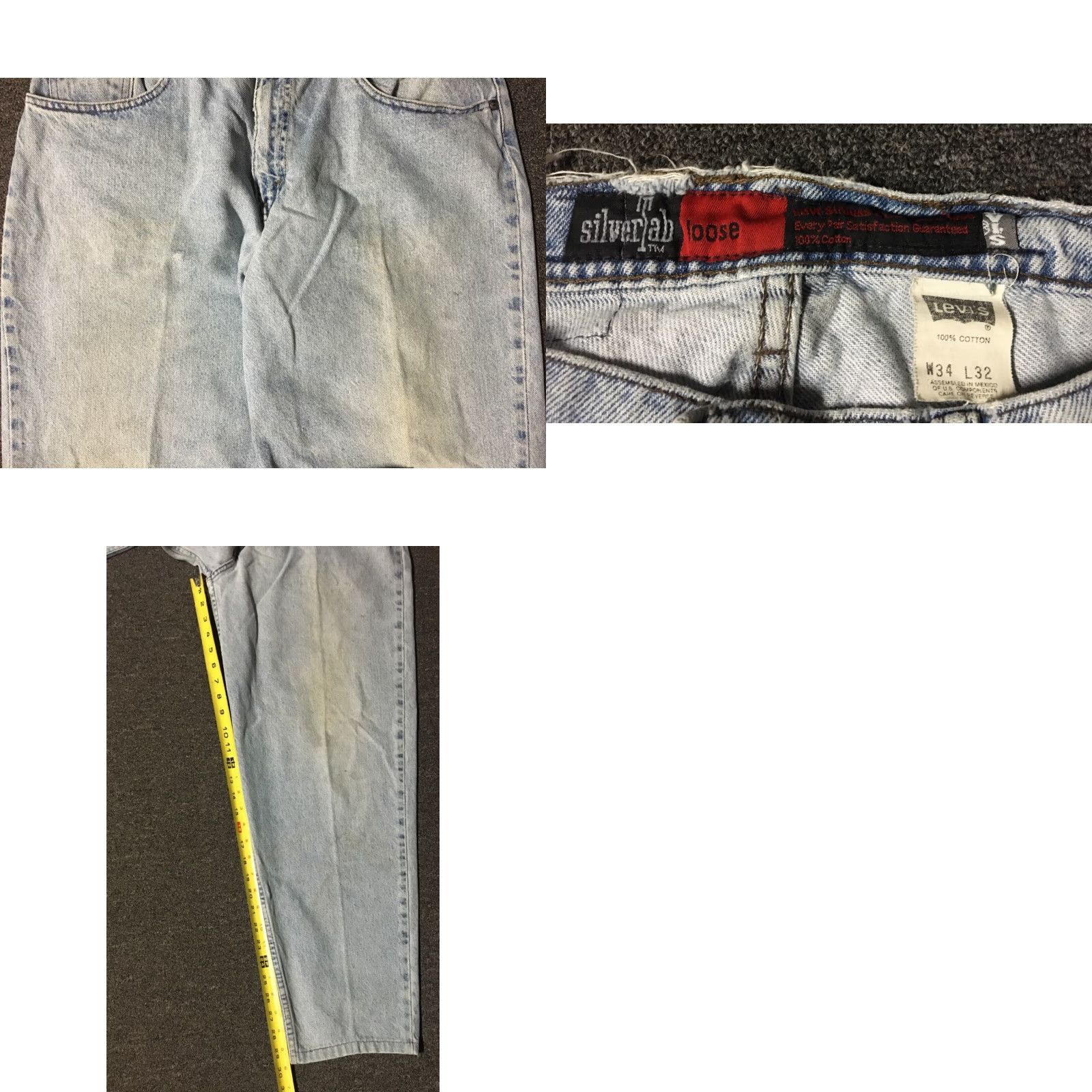 Levi's VINTAGE Levi’s Silvertab 90s Jeans Loose Faded Distress Blue 34/29 USA Men Jeans Grunge Skate Size US 34 / EU 50 - 8 Thumbnail