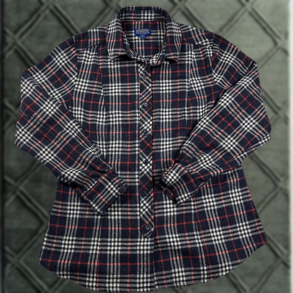 Pendleton VINTAGE Pendleton Flannel Shirt Button Front Womens Medium Plaid Blue Wool USA Size M / US 6-8 / IT 42-44 - 1 Thumbnail