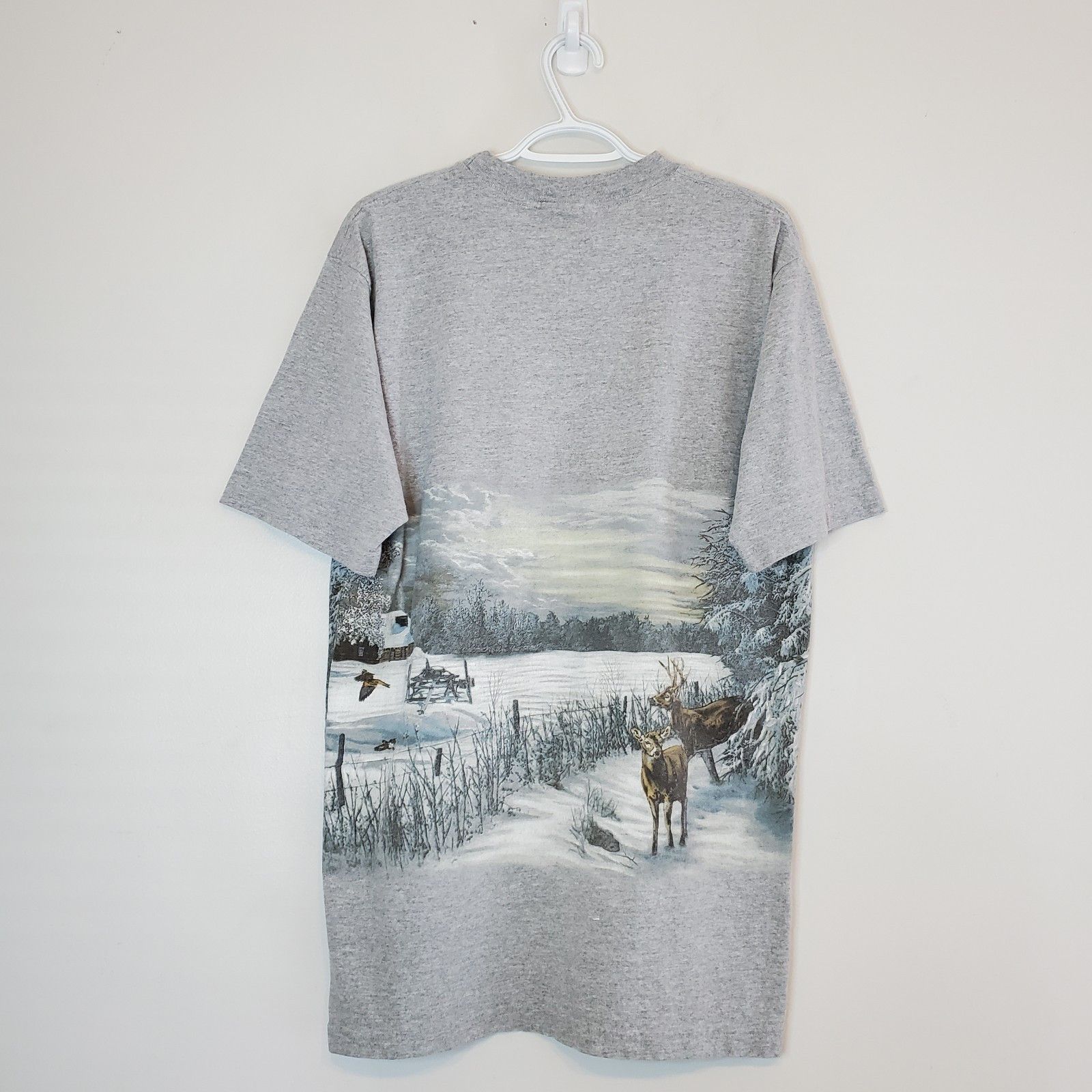Vintage Vintage 90s Deer Nature Wrap Around Shirt Gray Size L/XL Size US XL / EU 56 / 4 - 2 Thumbnail