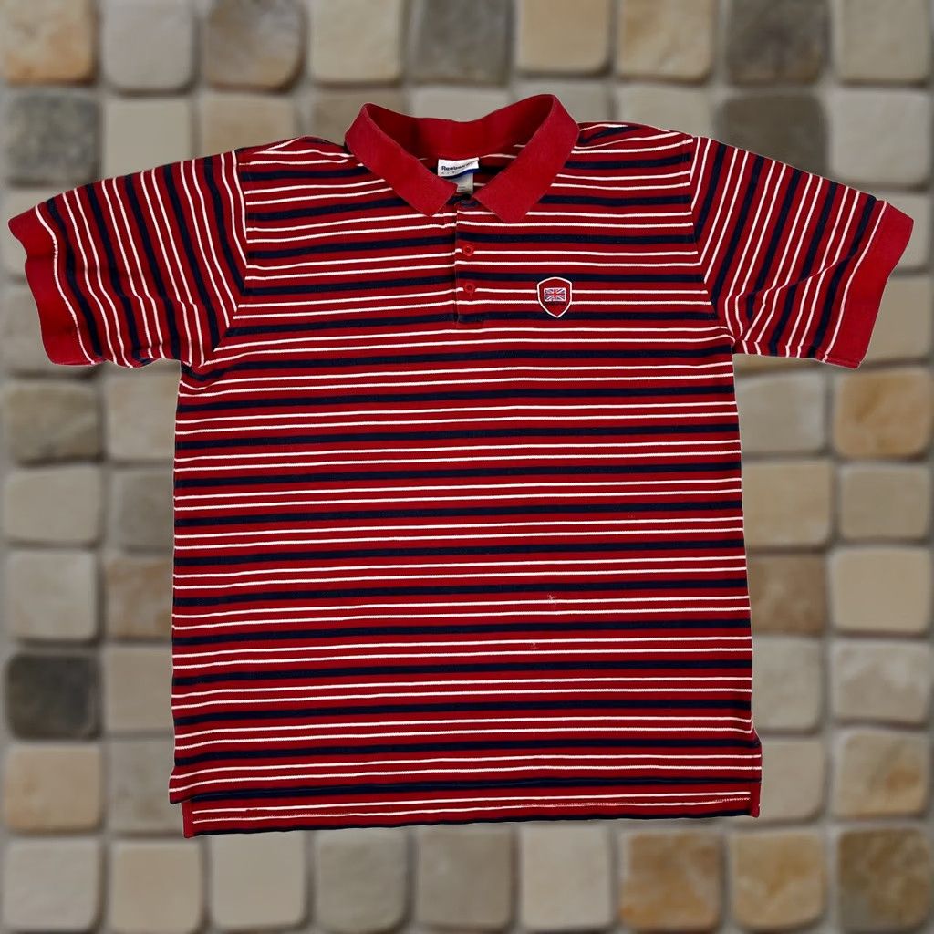 Reebok VINTAGE Reebok Classic Polo Shirt Striped XL Men’s Shirt Polo Red 100% Cotton Embroidered Logo 90s Sports Size US XL / EU 56 / 4 - 1 Thumbnail